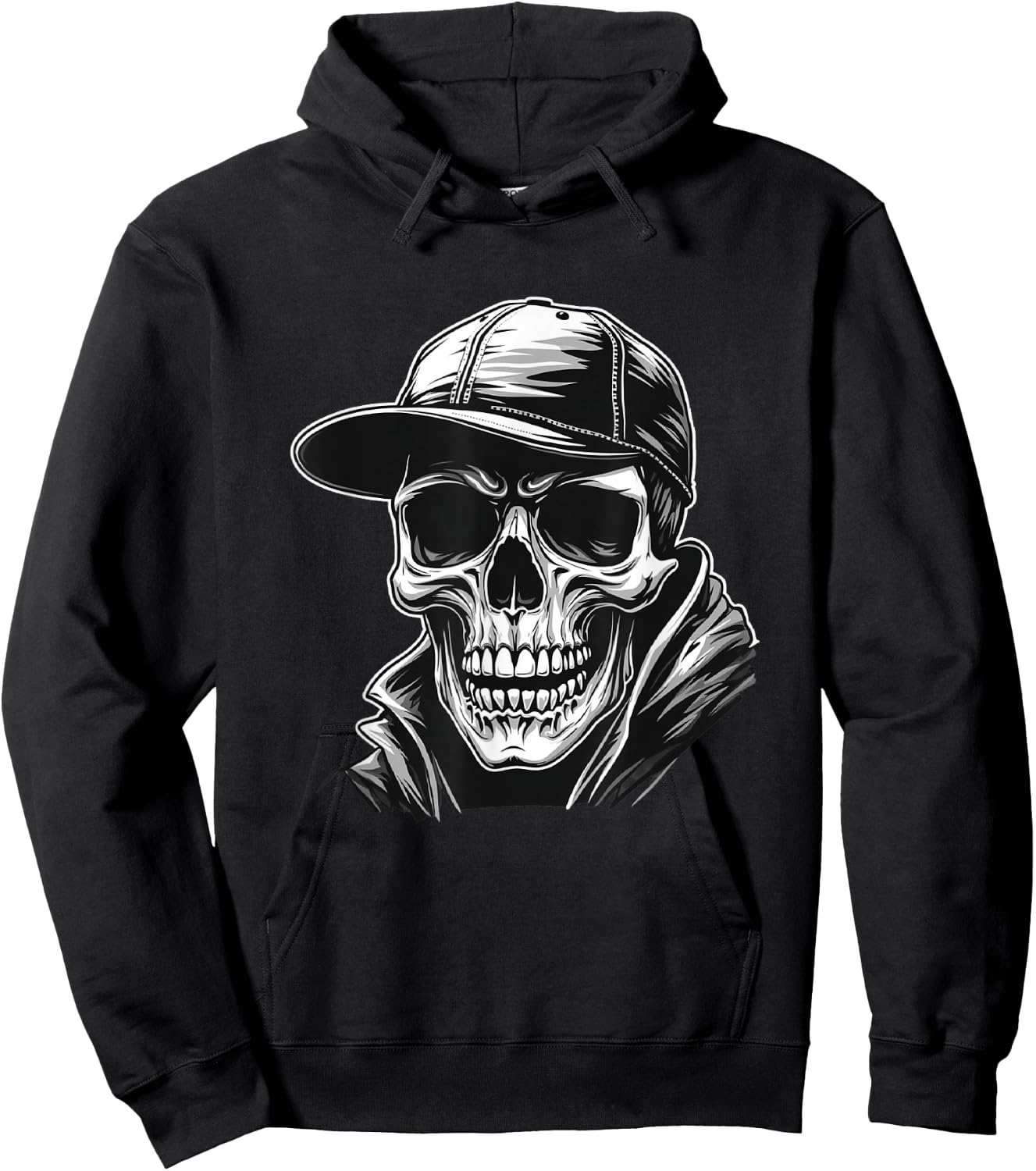 Rocker Skeleton Cap Skater Cool Halloween Punk Rock Men Boys Hoodie - Hoodie | Black
