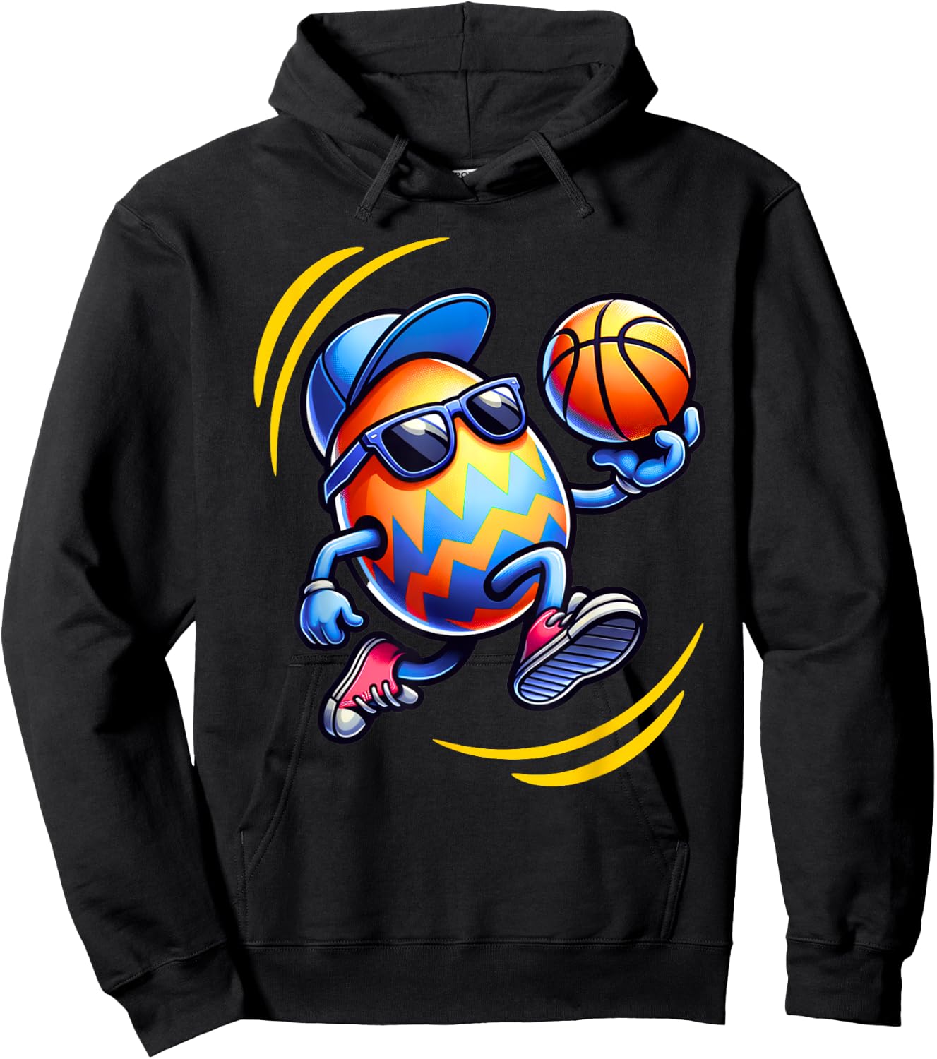 Easter Egg Playing Basketball Sports Boys Men Kids Toddler Hoodie - Hoodie | Black