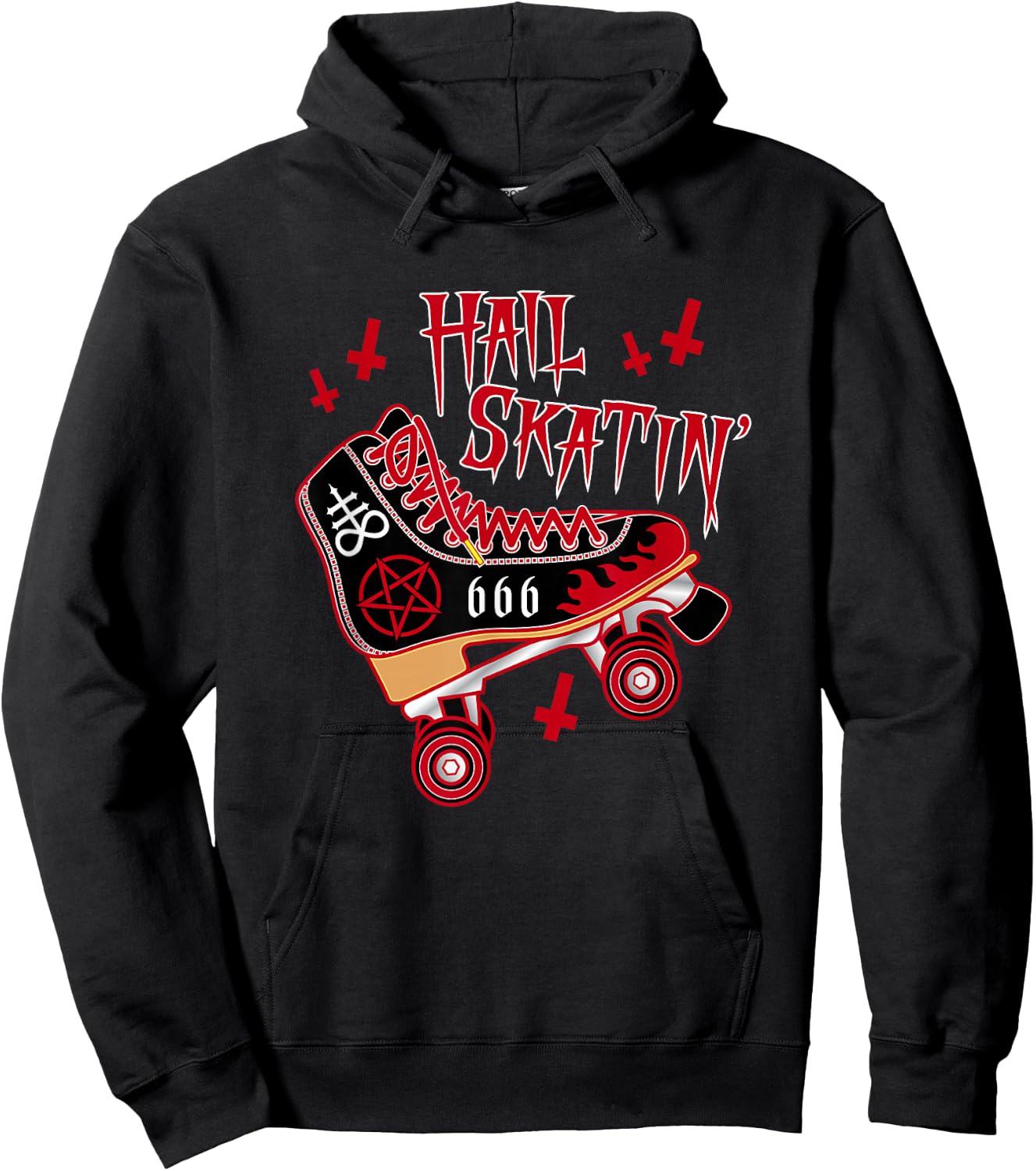 Satanic Hail Skatin Rollerskating Roller Skater Roller Derby Hoodie - Hoodie | Black