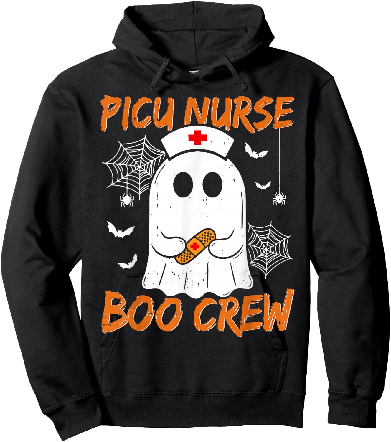 Groovy PICU Nurse Boo Crew Nurse Funny Ghost Halloween Nurse Hoodie - Hoodie | Black