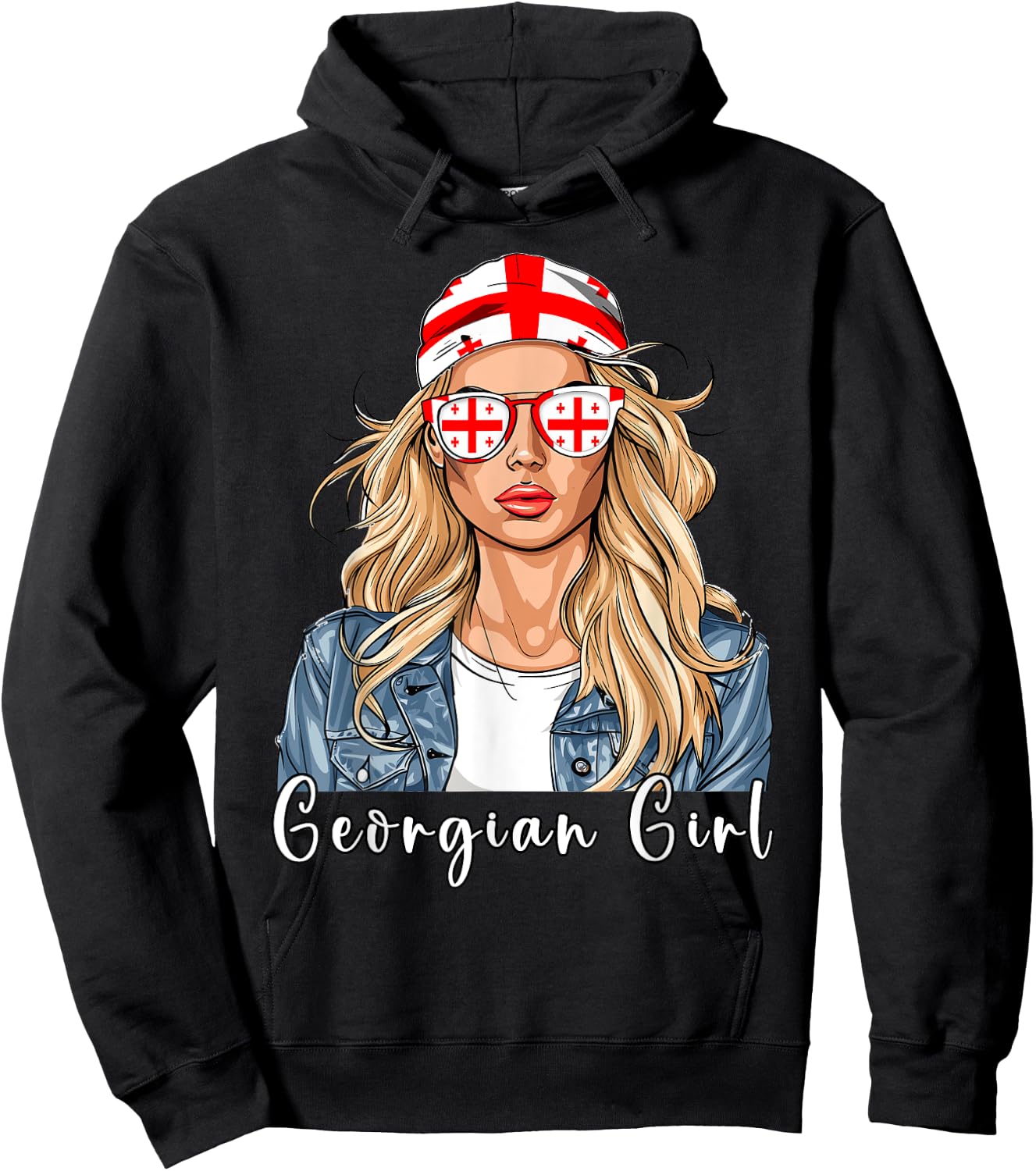 Georgian Flag Souvenirs Woman Girl Products Georgia Hoodie - Hoodie | Black