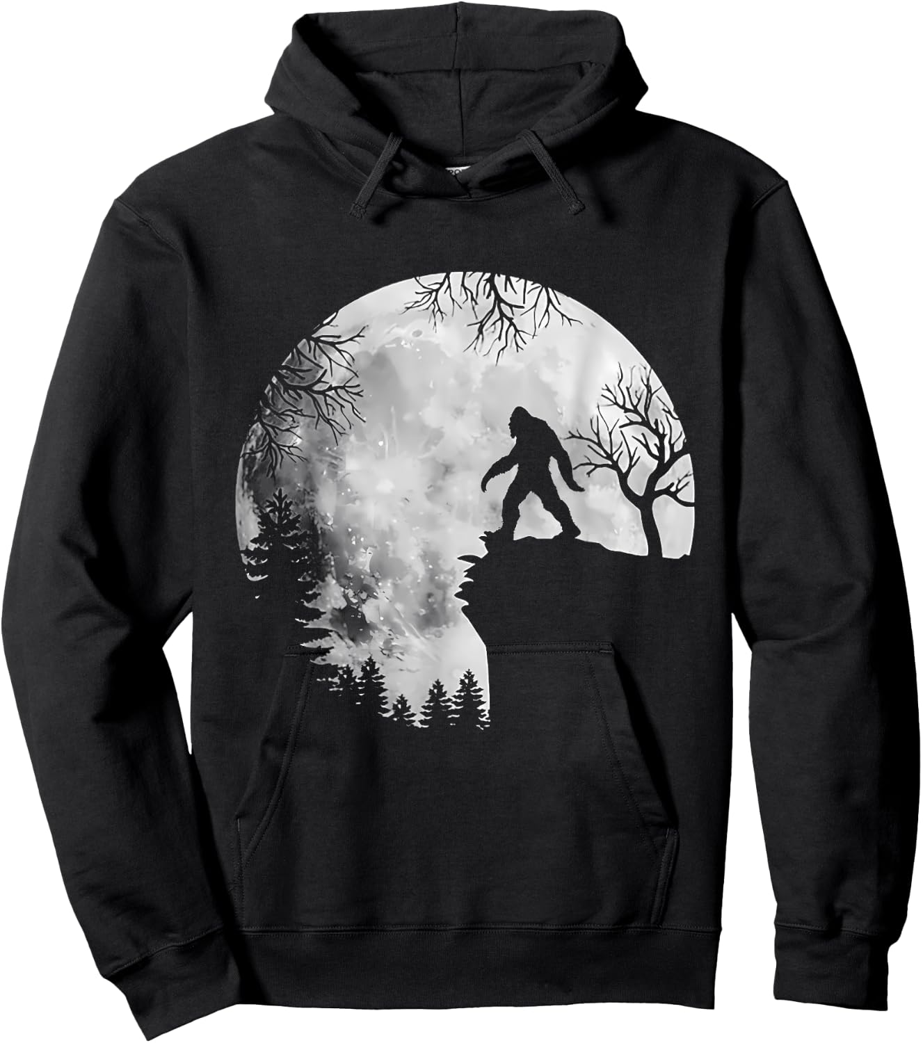 Bigfoot Sasquatch Full Moon In The Forest Women Kids Hoodie - Hoodie | Black