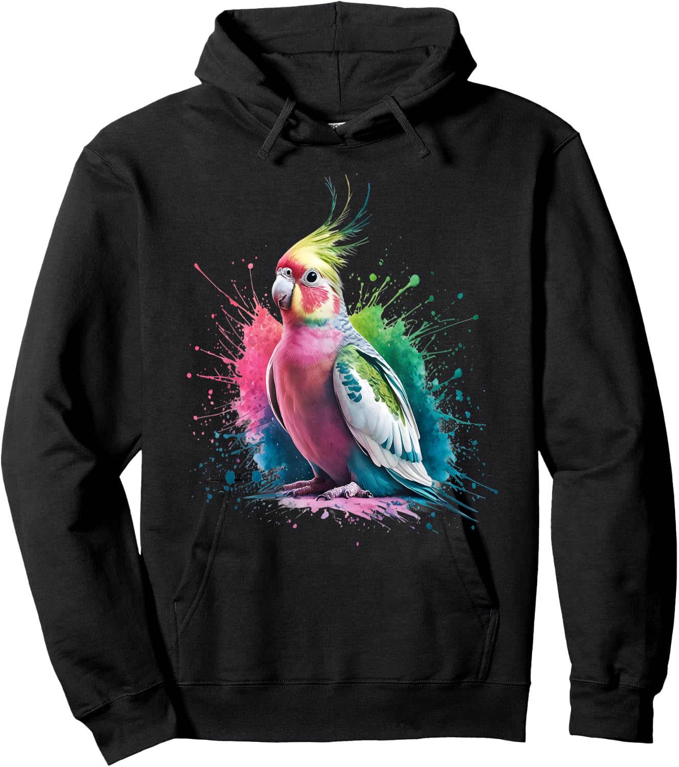 Cockatiel Men Woman Colorful Watercolor Cockatiel Hoodie - Hoodie | Black