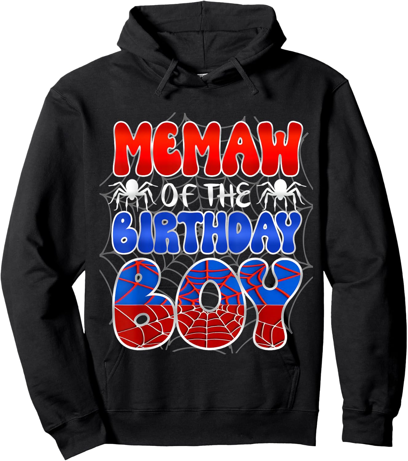 Memaw grandma Of The Birthday Boy Spider Web Family Matching Hoodie - Hoodie | Black