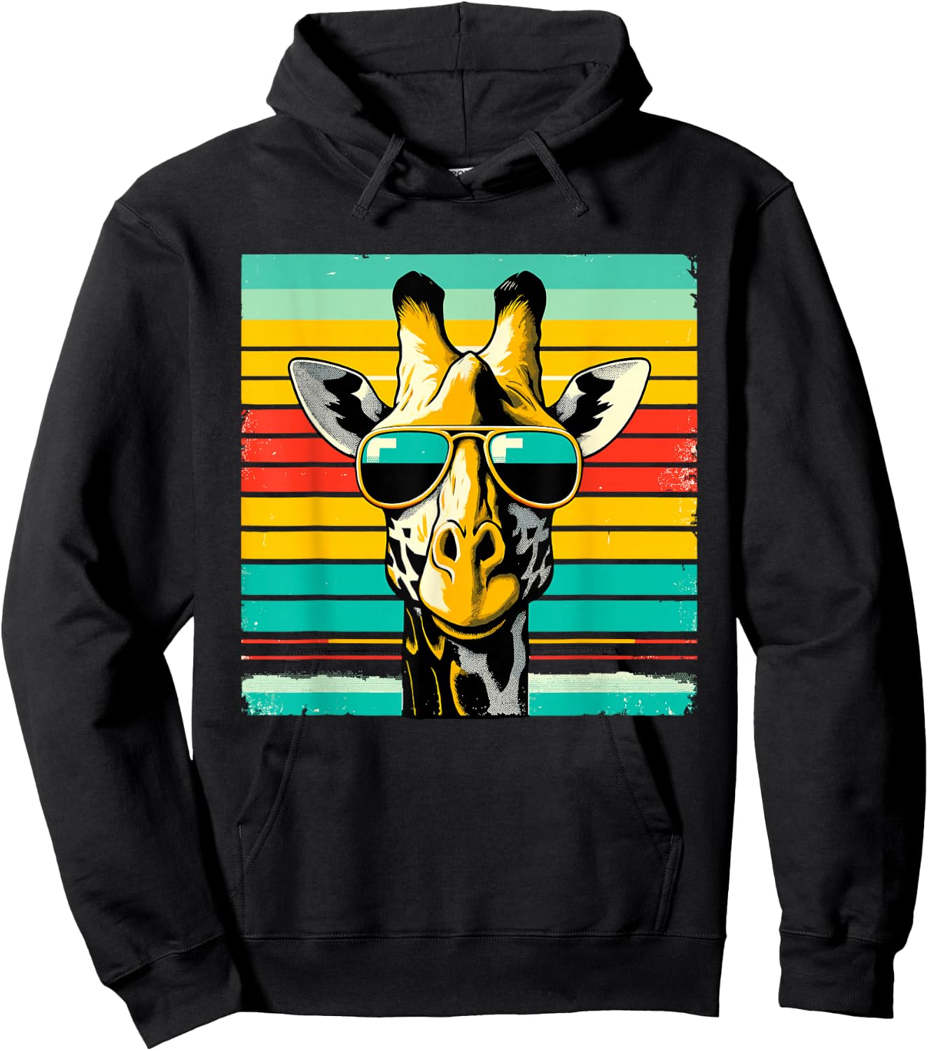 Cool Retro Giraffe Sunglasses Hoodie - Hoodie | Black
