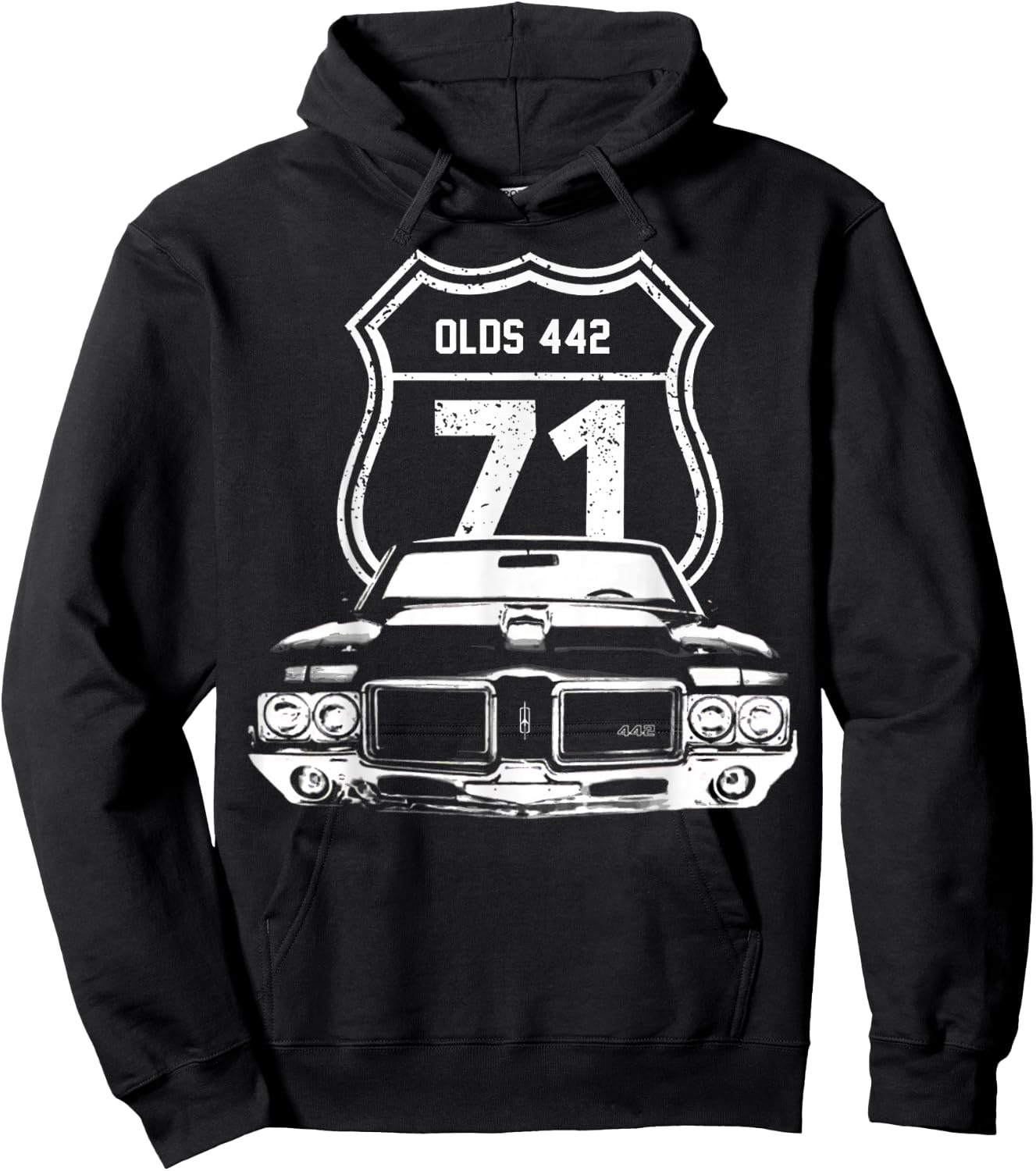 1971 71 Olds 442 Muscle Car Hoodie - Hoodie | Black