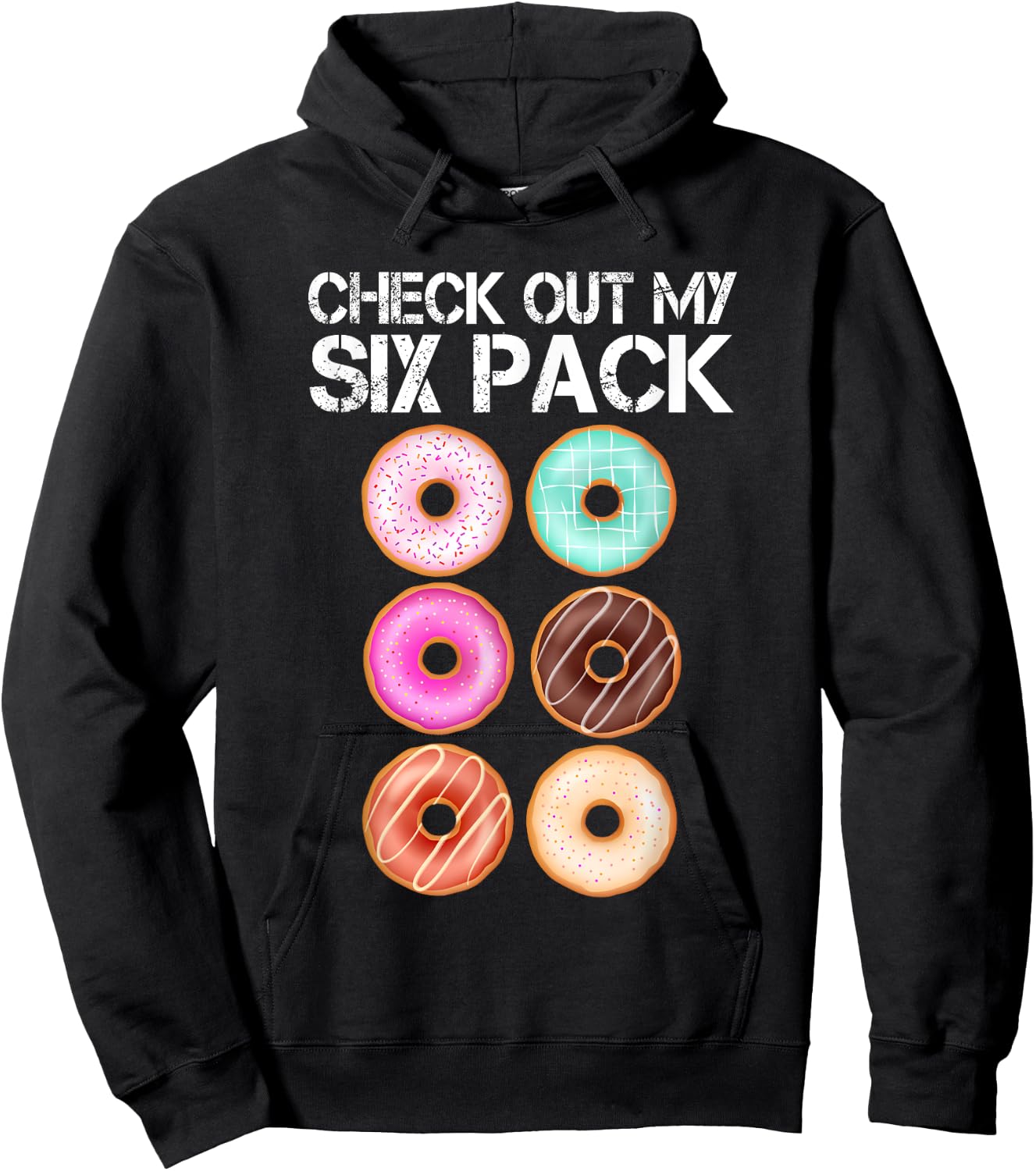 Check Out My Six Pack Donut Lover Funny Gym Hoodie - Hoodie | Black