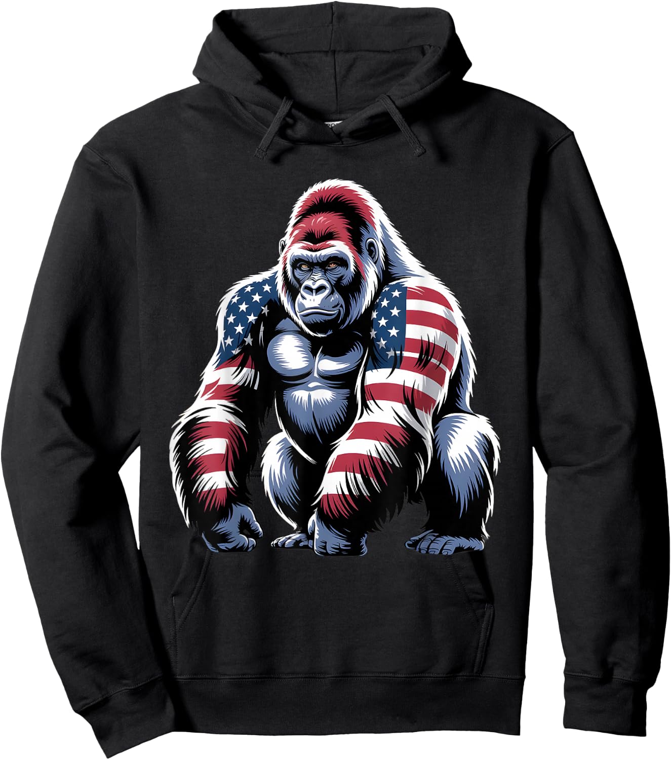 4th Of July Gorilla Lover USA American Flag Patriotic Funny Hoodie - Hoodie | Black