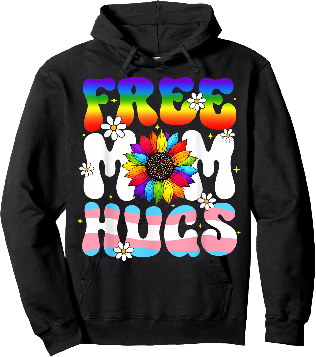 Free Hugs Rainbow Sunflower Pride LGBT Women Men Hoodie - Hoodie | Black