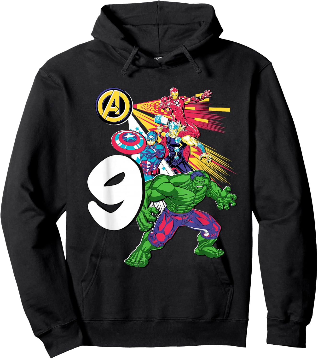 Marvel Super Heroes Avengers 9 Year Old Ninth Birthday Hoodie - Hoodie | Black
