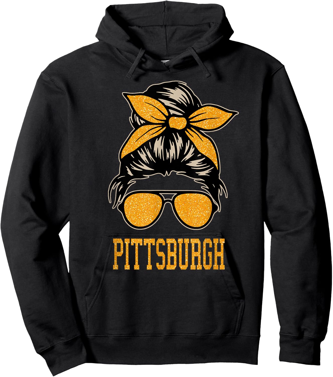 Pittsburgh Women Girl Messy Bun Hair. Gift Girl Hoodie - Hoodie | Black
