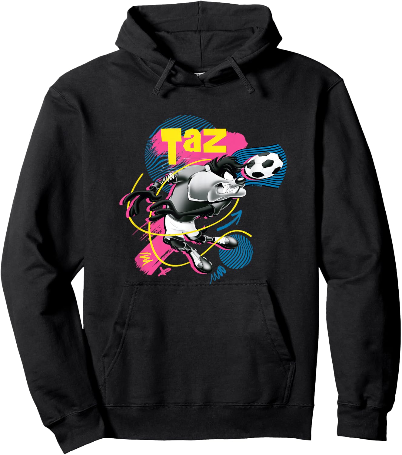 Looney Tunes Tasmanian Devil Retro Vintage Soccer Sketches Hoodie - Hoodie | Black