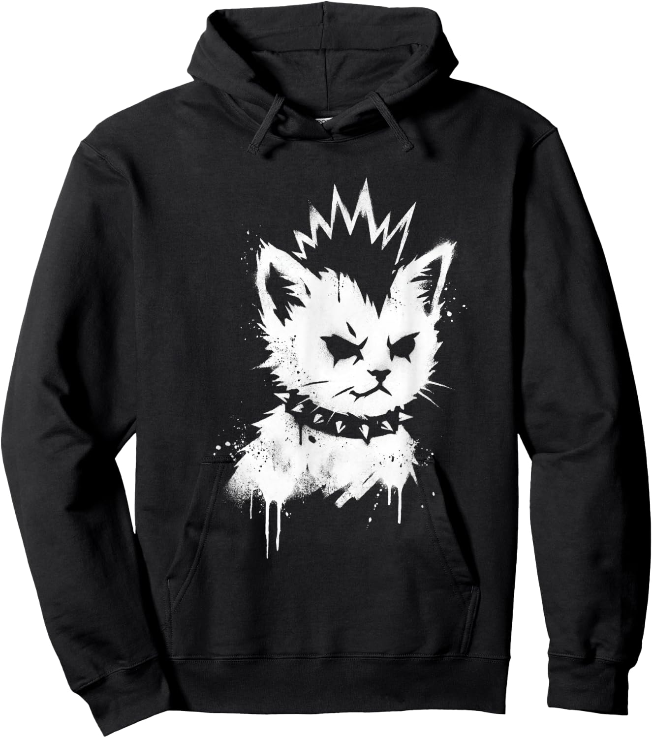 Punk Kitten Funny Mohawk Cat Rock Grunge Women Men Hoodie - Hoodie | Black