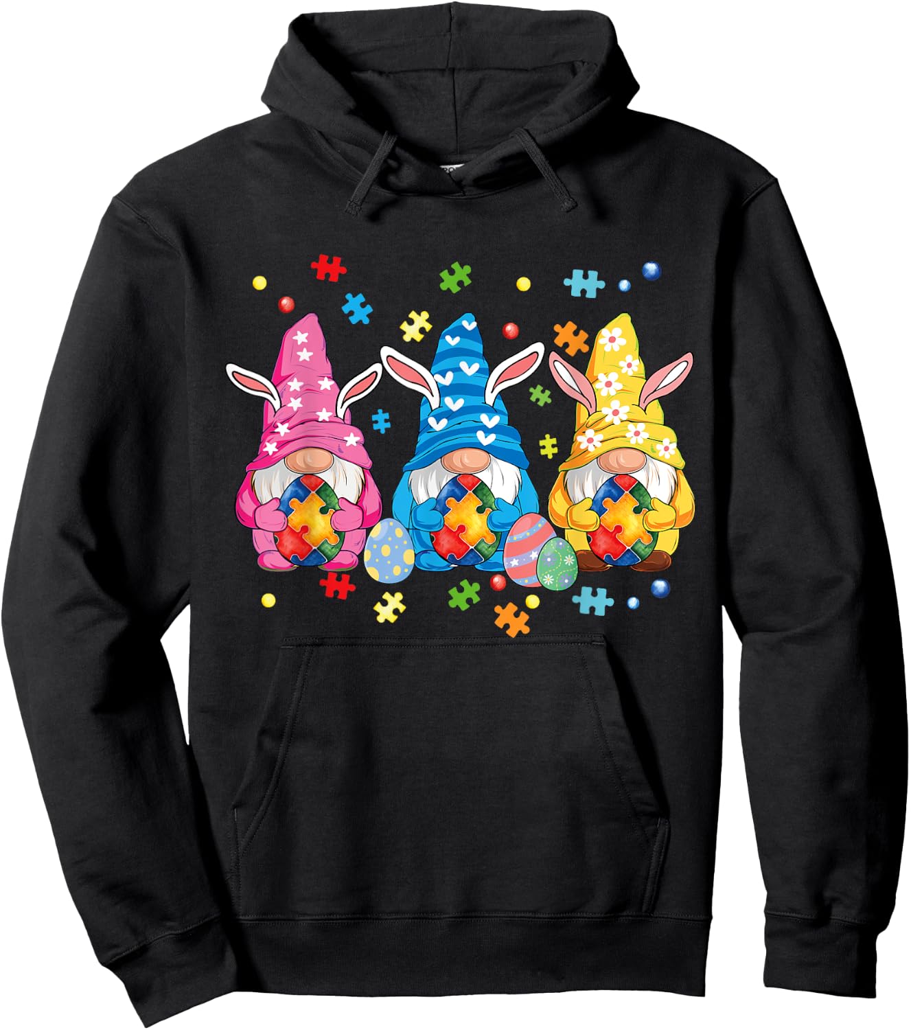 Autism Easter Gnomes Autism Awareness Easter Day Gnomes Egg Hoodie - Hoodie | Black