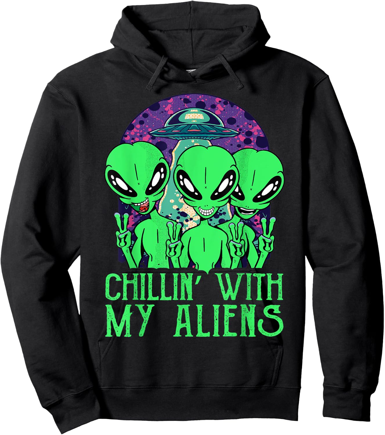 Chillin With My Aliens Group Toddler Boys Kids Halloween Hoodie - Hoodie | Black