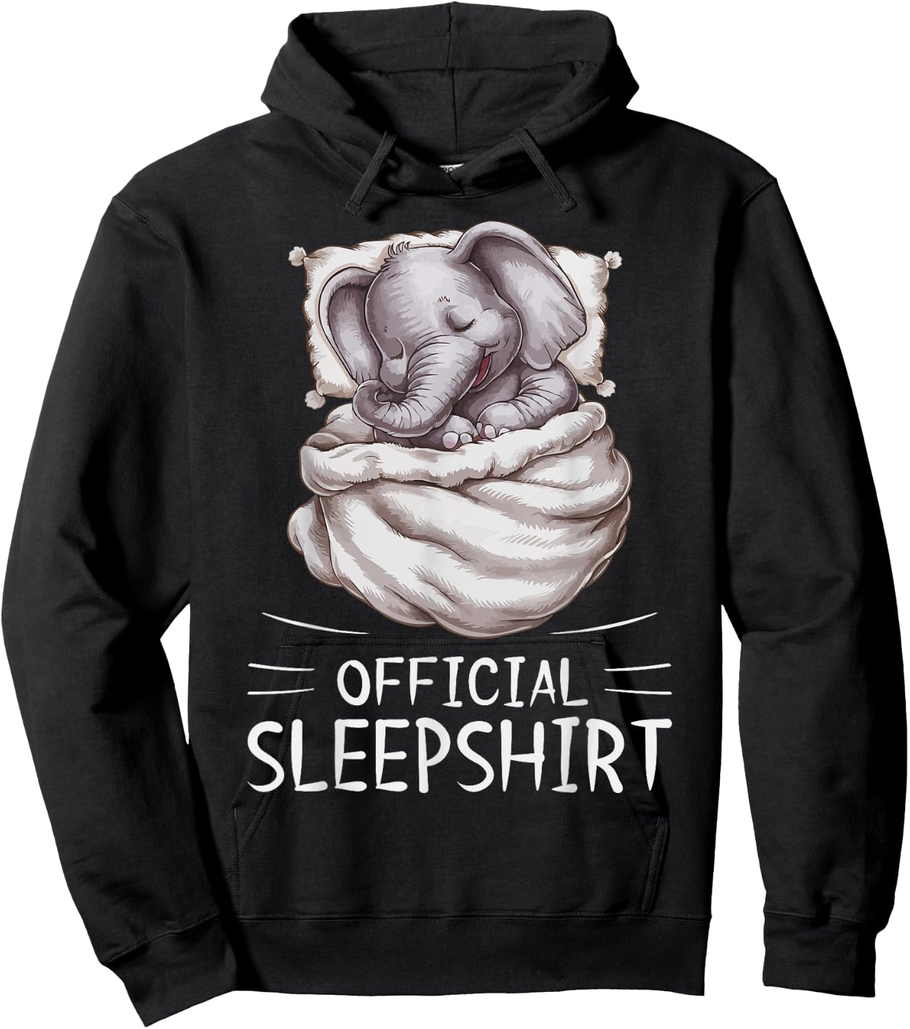 Elephant Animal Official Sleepshirt Pajamas Nightgown Hoodie - Hoodie | Black