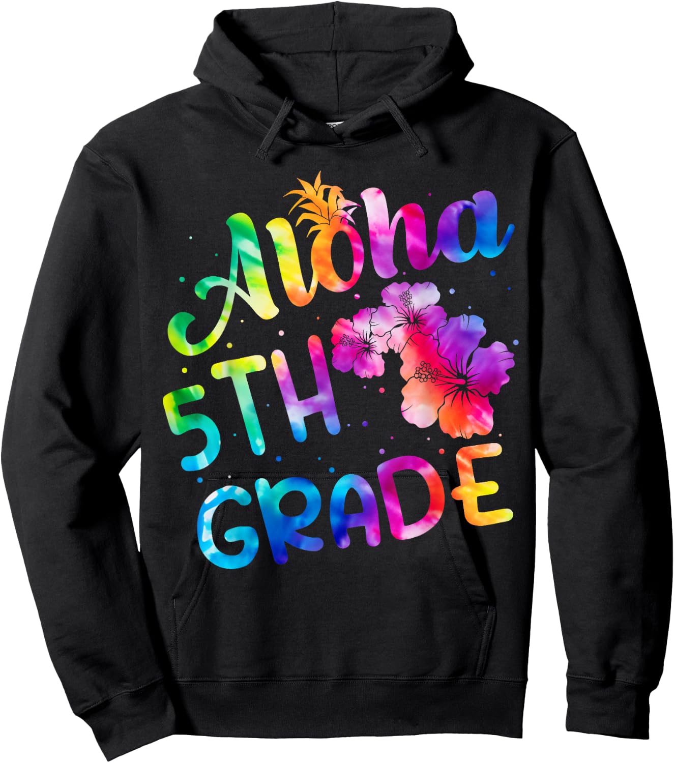 Tie Dye Aloha 5th Grade Teacher Kids Back To School Hoodie - Hoodie | Black
