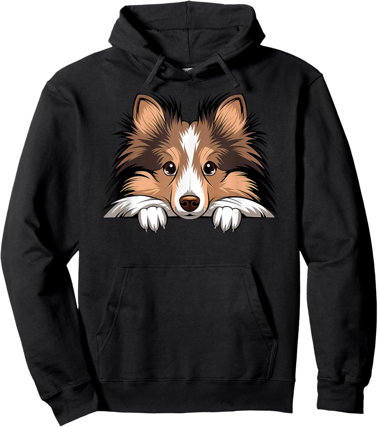 Shetland Sheepdog Cute Peeking Puppy Funny Sheltie Dog Lover Hoodie - Hoodie | Black