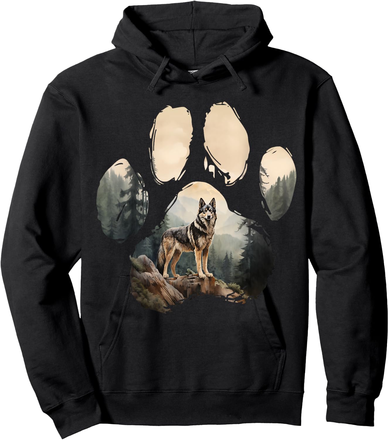 Shepsky Mountain Paw Design Dog Mom Dad Hoodie - Hoodie | Black