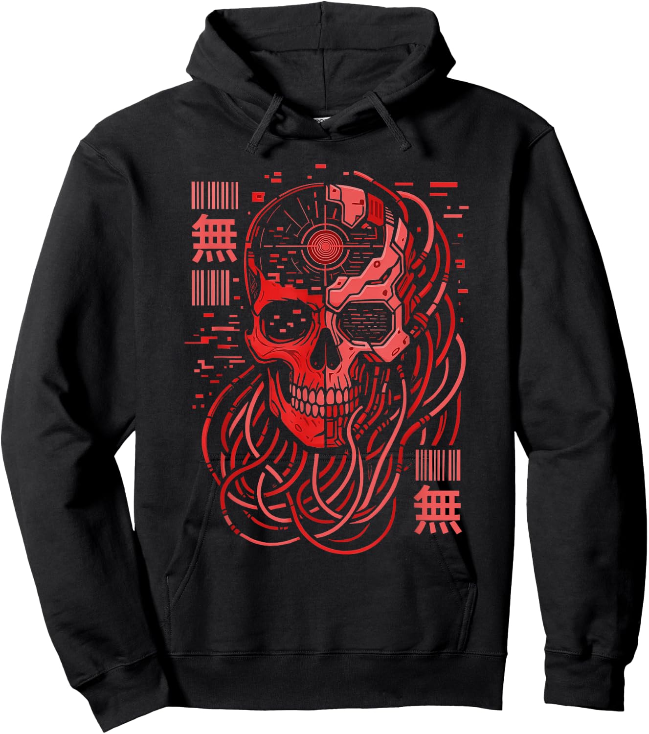Void Mecha Skull Retro Cyberpunk Goth Techwear Aesthetic Hoodie - Hoodie | Black