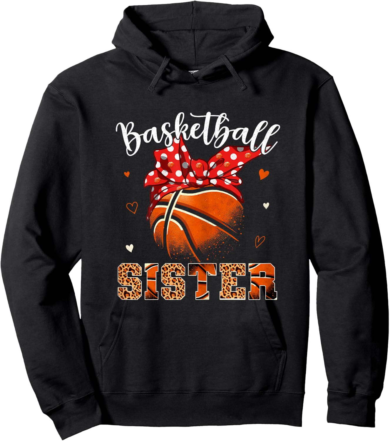 Basketball Sister Headband Leopard Sister Basketball Player Hoodie - Hoodie | Black