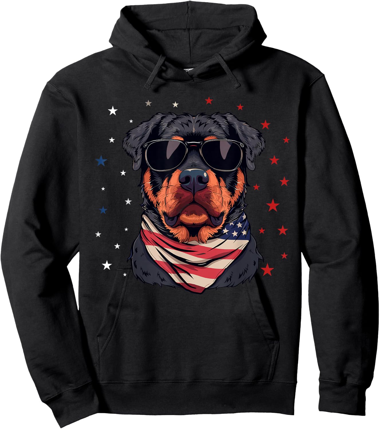 Patriotic American Rottweiler USA Flag Dog 4th Of July Hoodie - Hoodie | Black