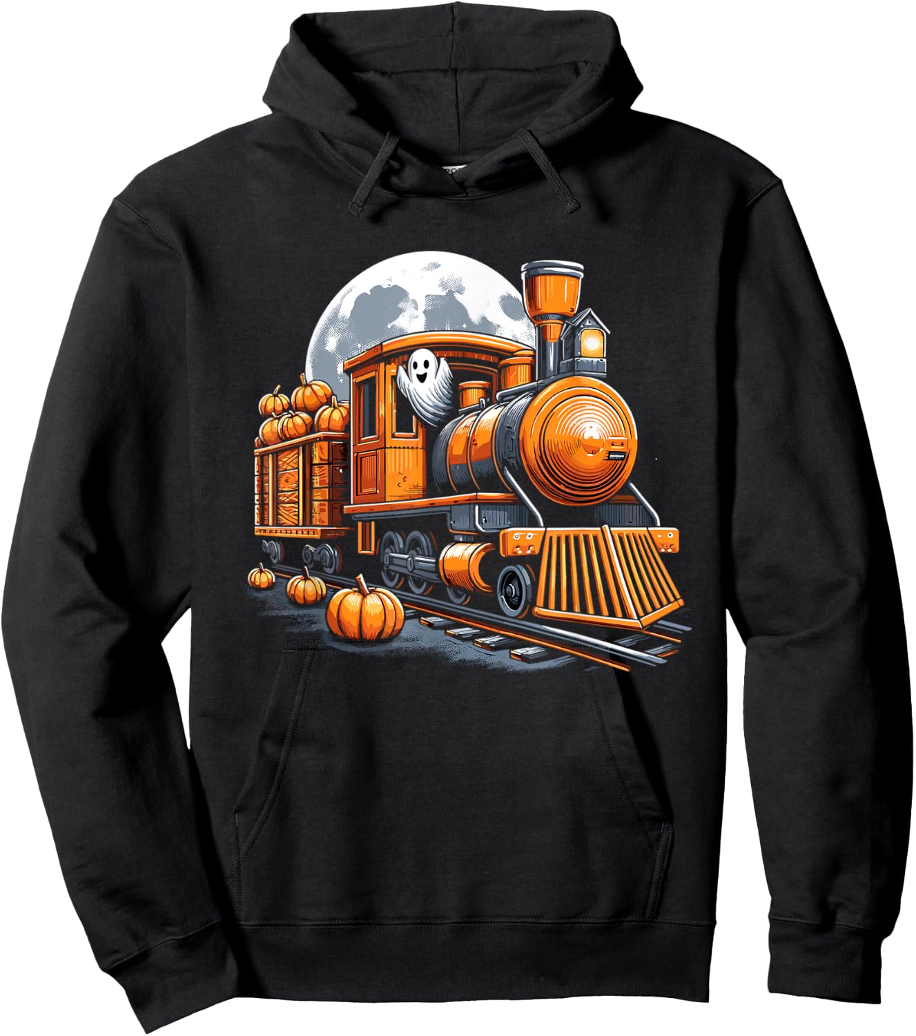 Halloween Train Funny Ghost Pumpkin For Kids Hoodie - Hoodie | Black