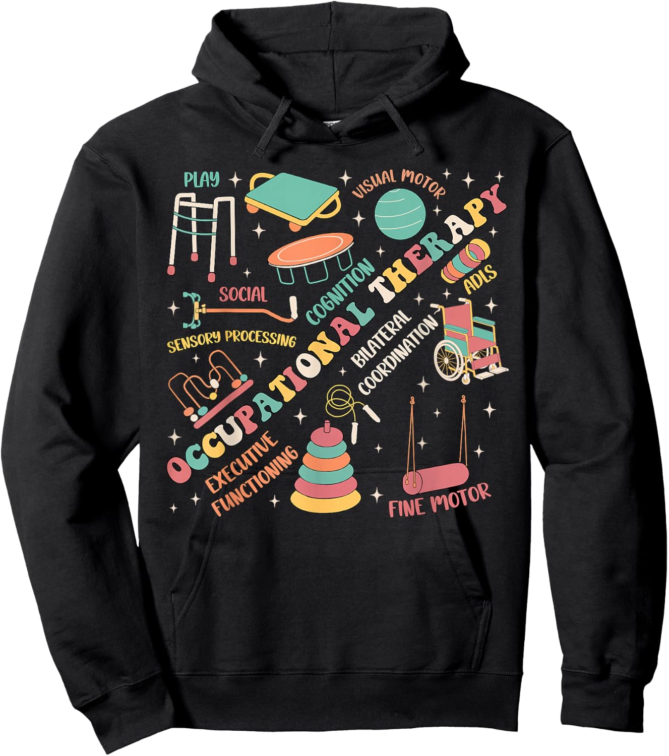Occupational Therapy OT Therapist Month OTA Groovy Retro Hoodie - Hoodie | Black