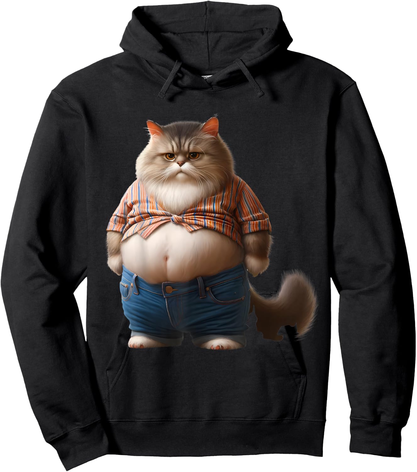 Funny Fat Cat Graphic Fat Kitten Design Chubby Cat Lover Men Women Girls Kids Hoodie - Hoodie | Black