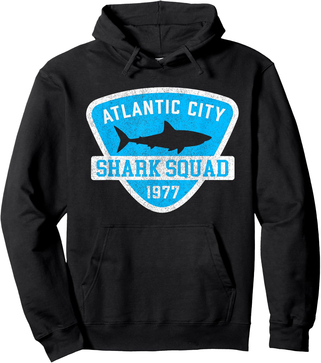 Atlantic City New Jersey Shark Souvenir Boys Vintage Beach Hoodie - Hoodie | Black