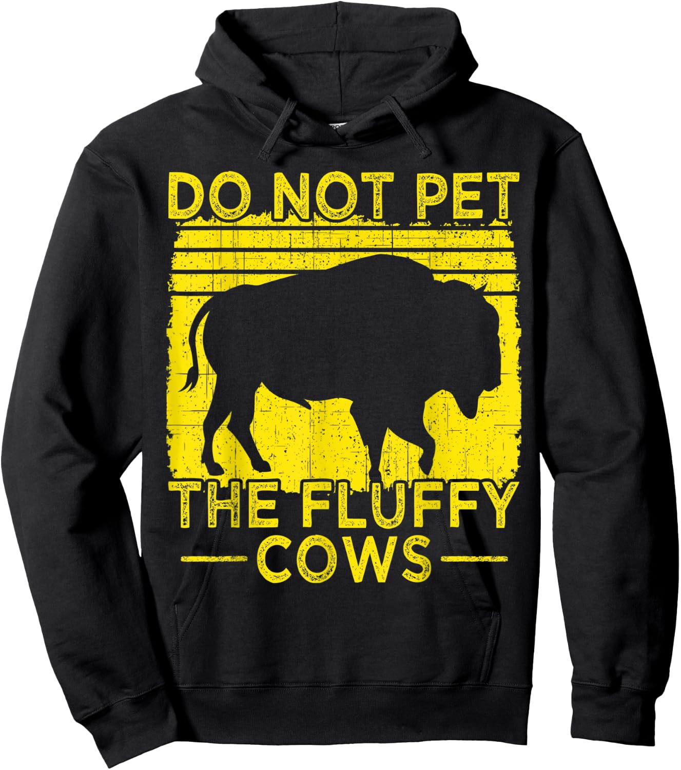 Do Not Pet The Fluffy Cows, Bison Retro Vintage Hoodie - Hoodie | Black