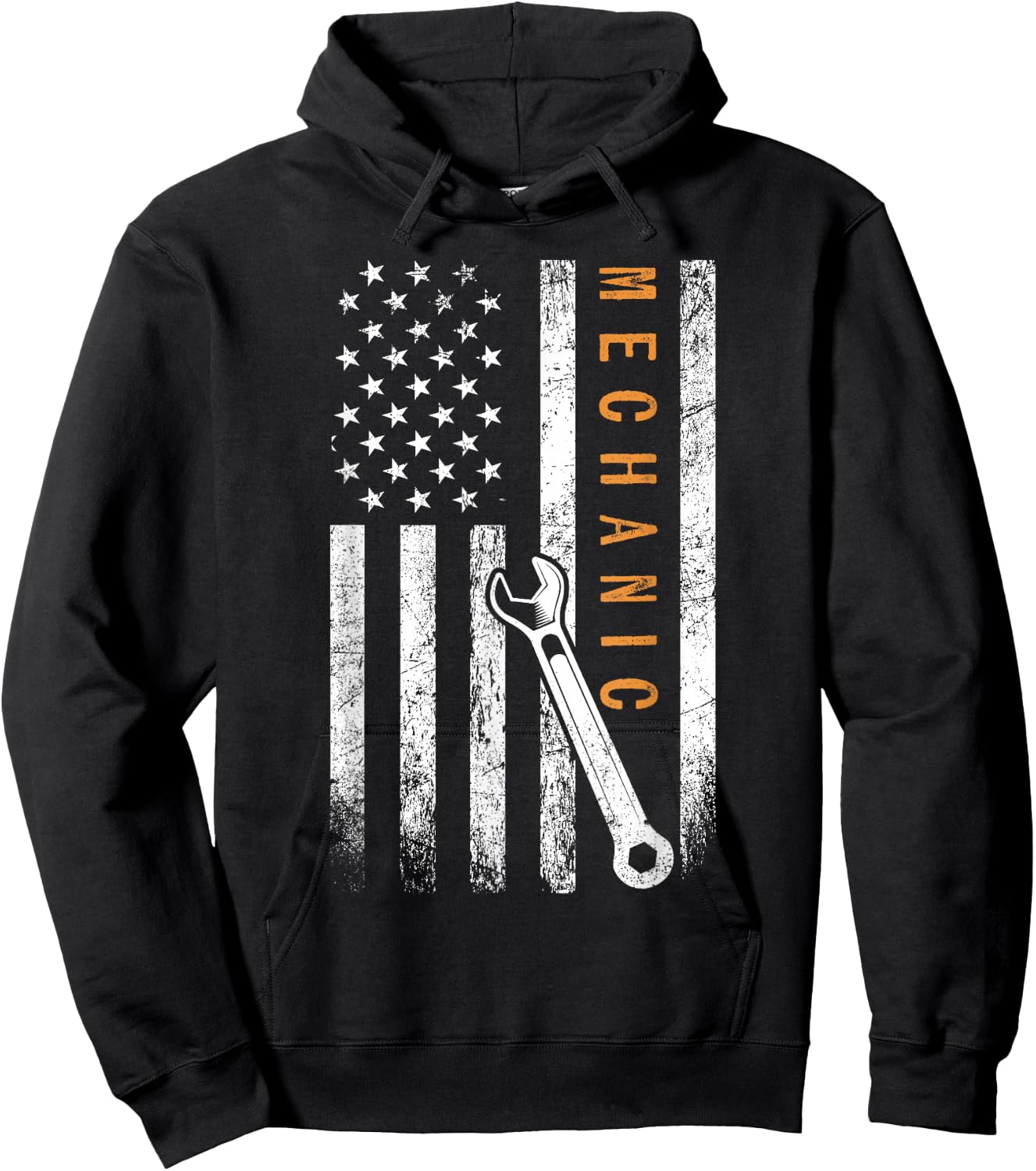 Mechanic American Flag Design Hoodie - Hoodie | Black