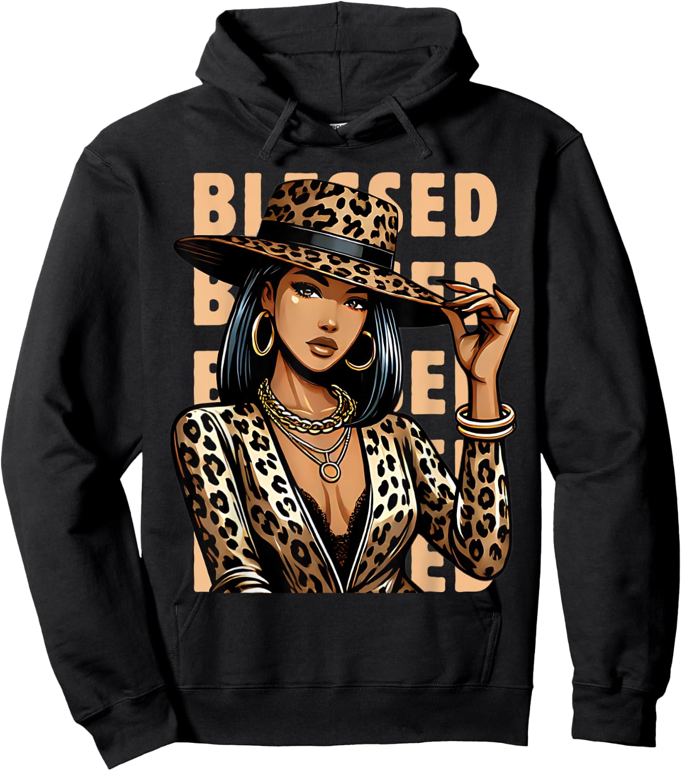 Blessed Black Cowgirl Leopard Western Swag African Christian Hoodie - Hoodie | Black