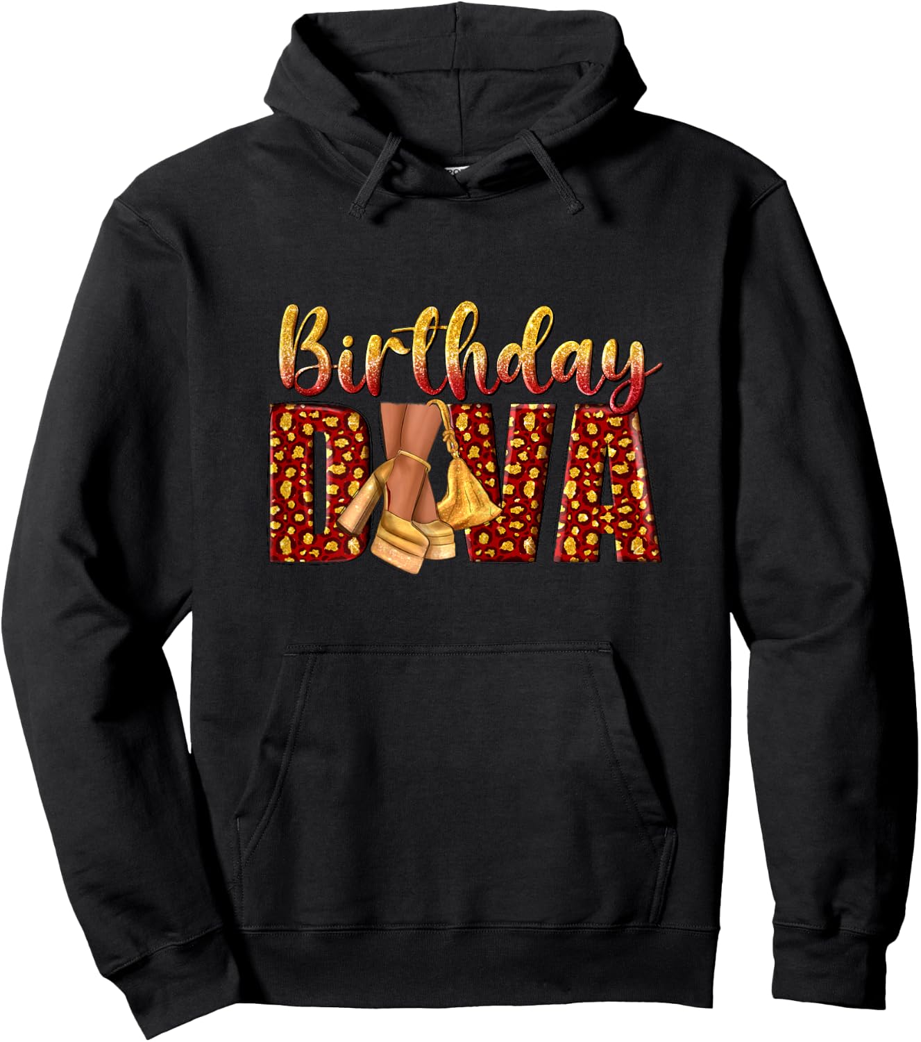 Birthday Diva Golden Melanin Queen Hoodie - Hoodie | Black
