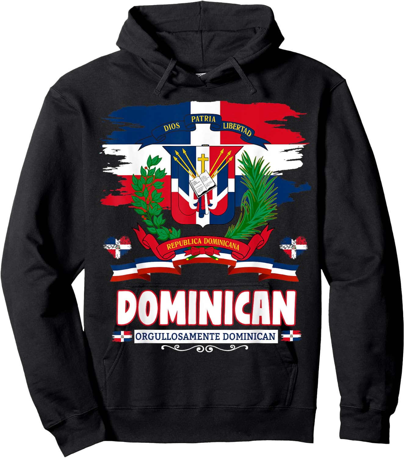 Coat of Arms Republica Dominicana & Dominican Flag Hoodie - Hoodie | Black