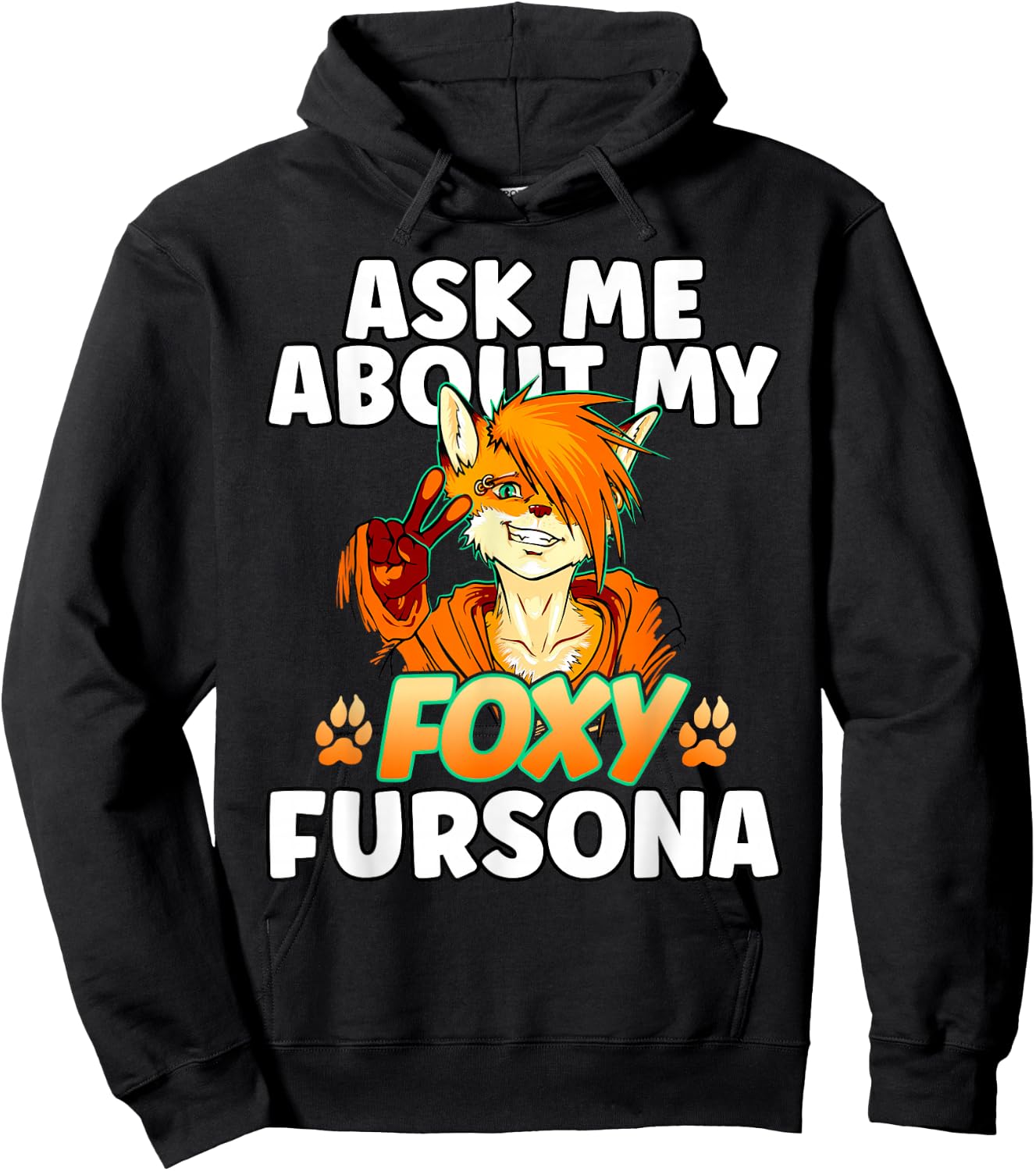 Cheeky Fox Furry Ask Me About My Fersona Funny Furry Hoodie - Hoodie | Black