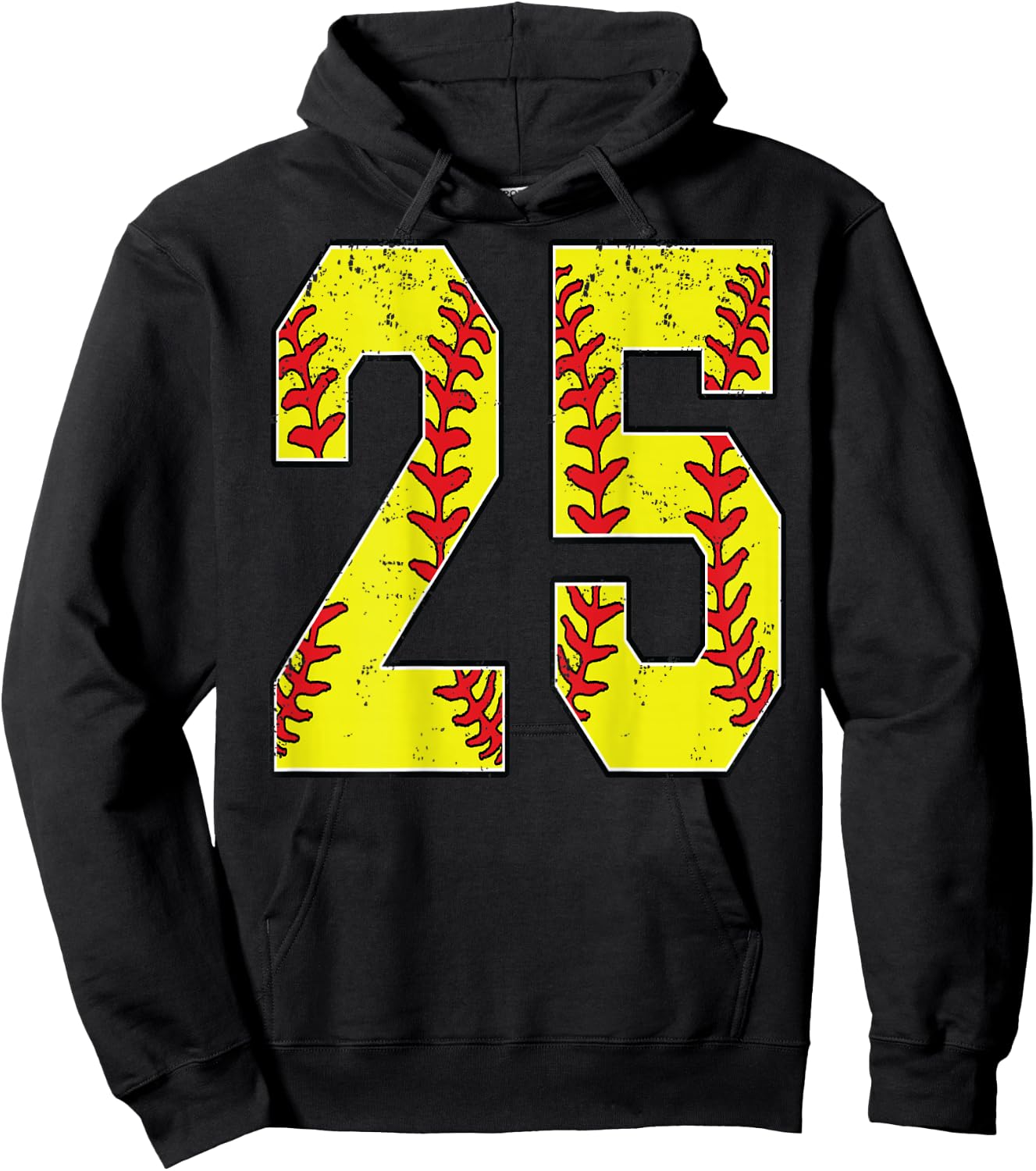 Number #25 Softball Jersey Number 25 Print On Back Hoodie - Hoodie | Black