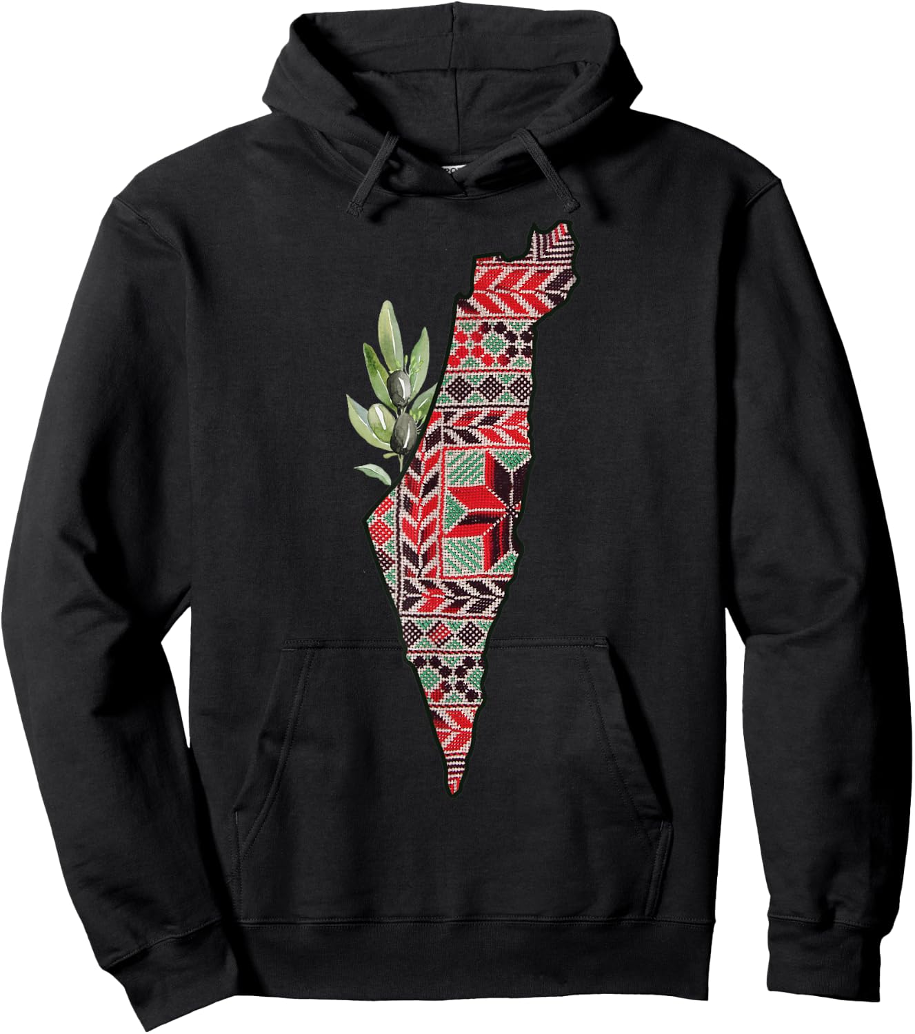 Free Palestine Free Gaza Olives Map Palestinian Pride Hoodie - Hoodie | Black