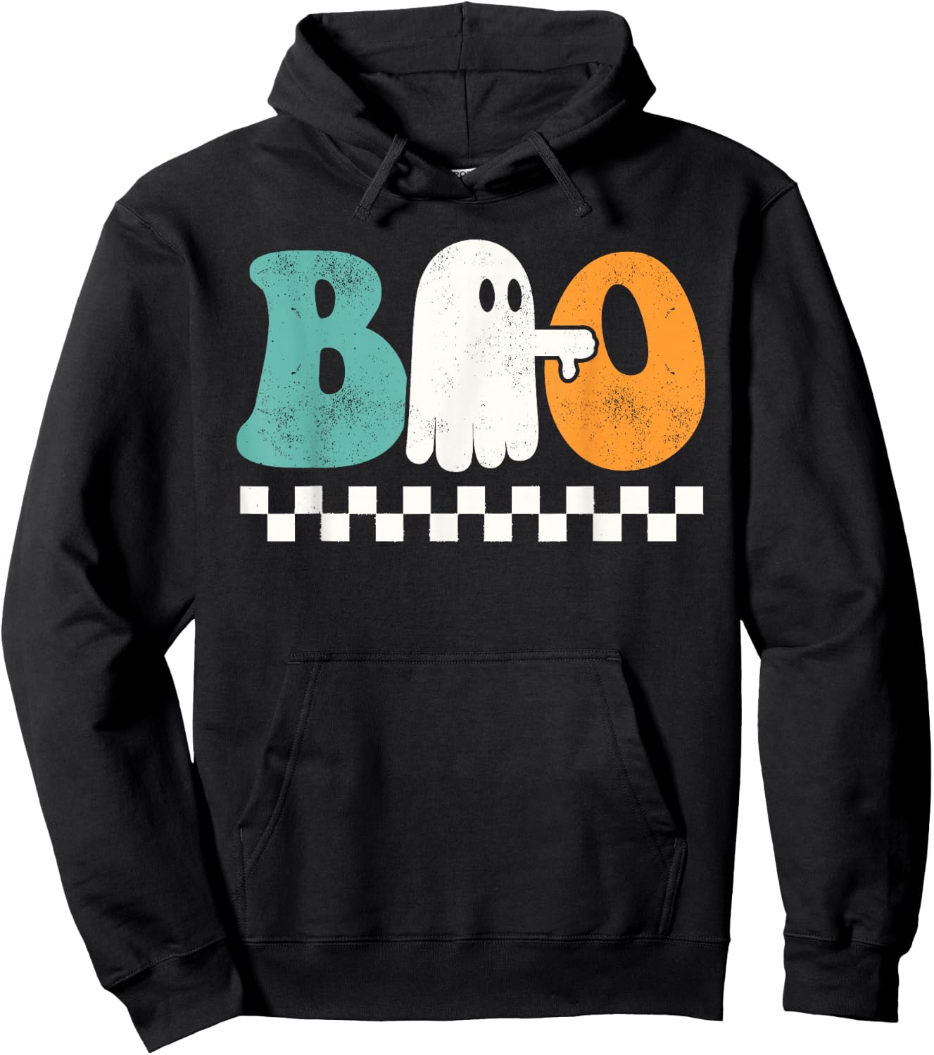 Funny Thumbs Down Boo Ghost Halloween Groovy Women Hoodie - Hoodie | Black