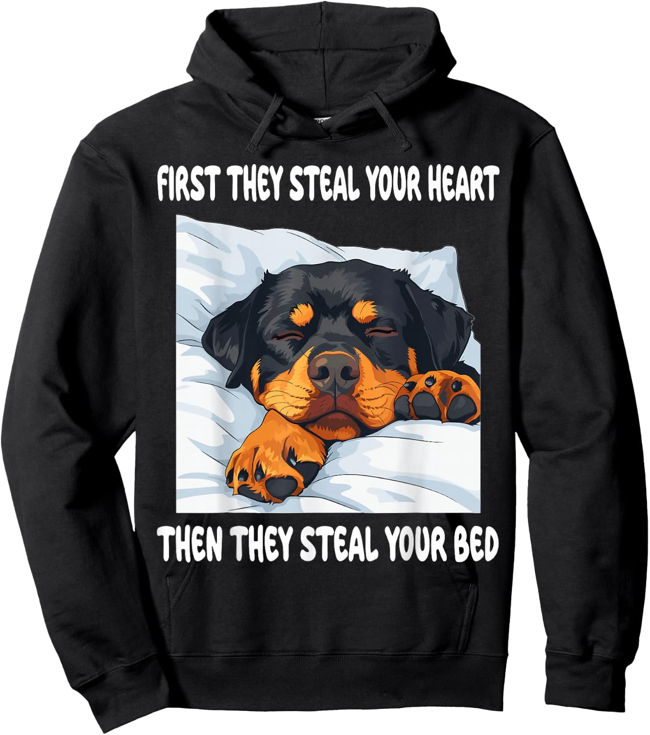 Rottweiler Sleeping Pajamas Nightgown Hoodie - Hoodie | Black