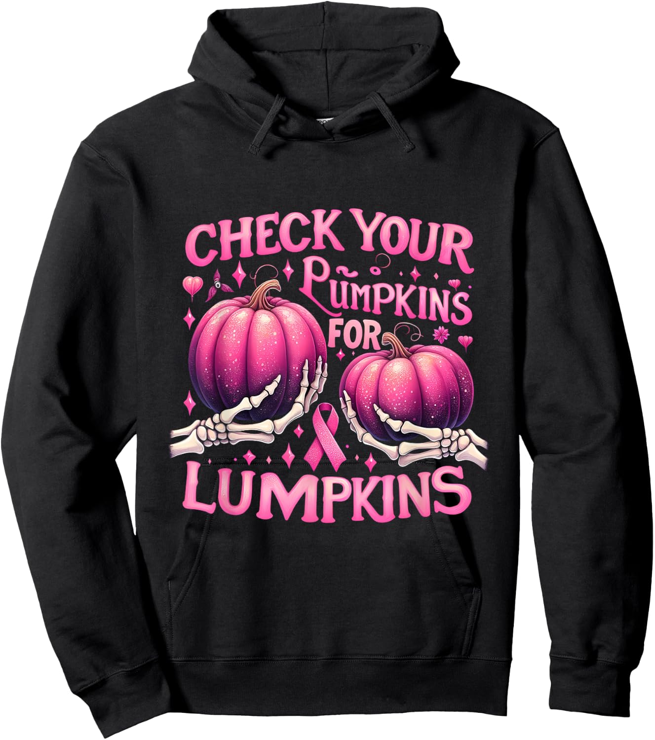 Breast Cancer Awareness Check Your Pumpkins For Lumpkins Hoodie - Hoodie | Black