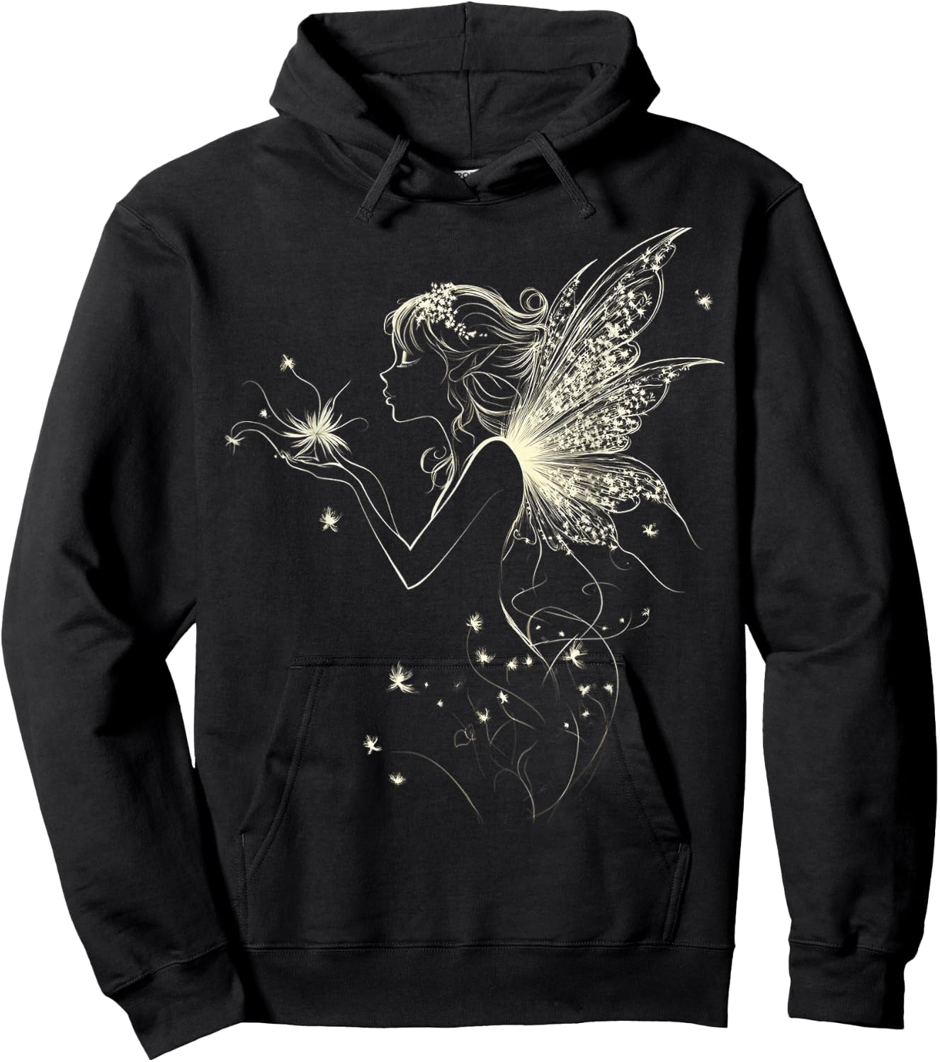 Fairy Mythical Motif Fantasy Illustration Fairy Hoodie - Hoodie | Black
