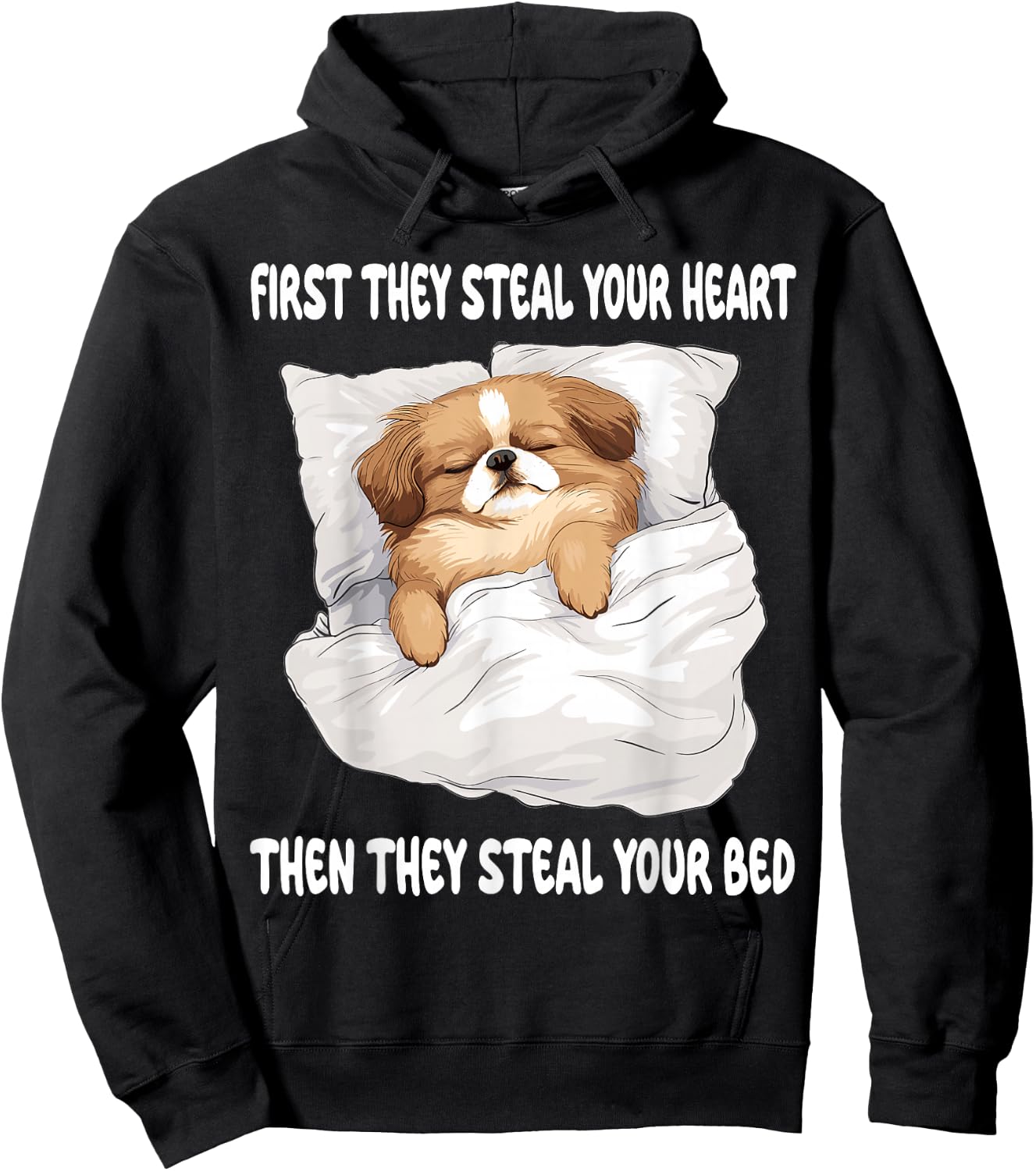 Pekingese Sleeping Pajamas Nightgown Hoodie - Hoodie | Black