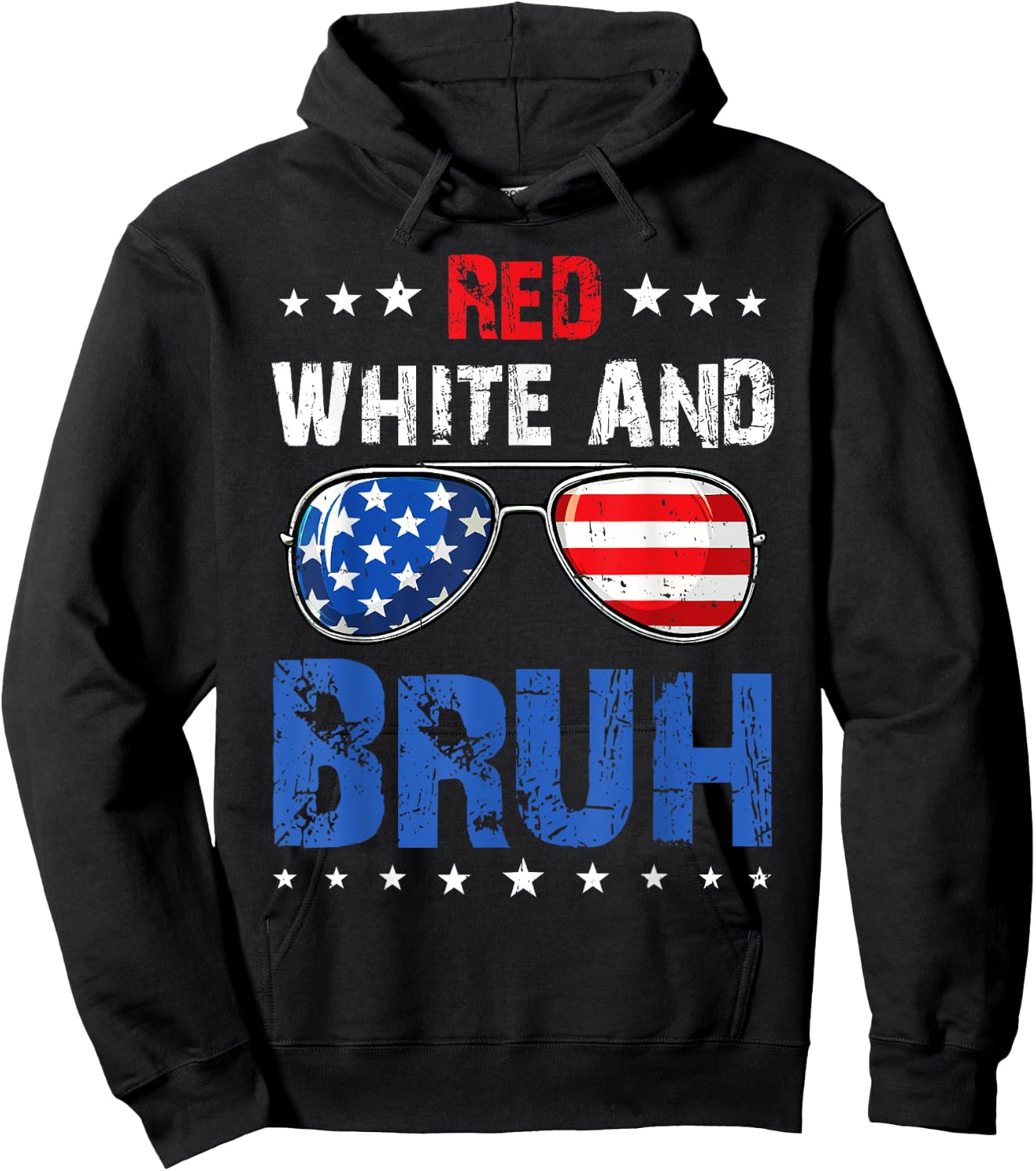 Red White And Bruh 4th Of July Boys Patriotic Teens Kids Hoodie - Hoodie | Black