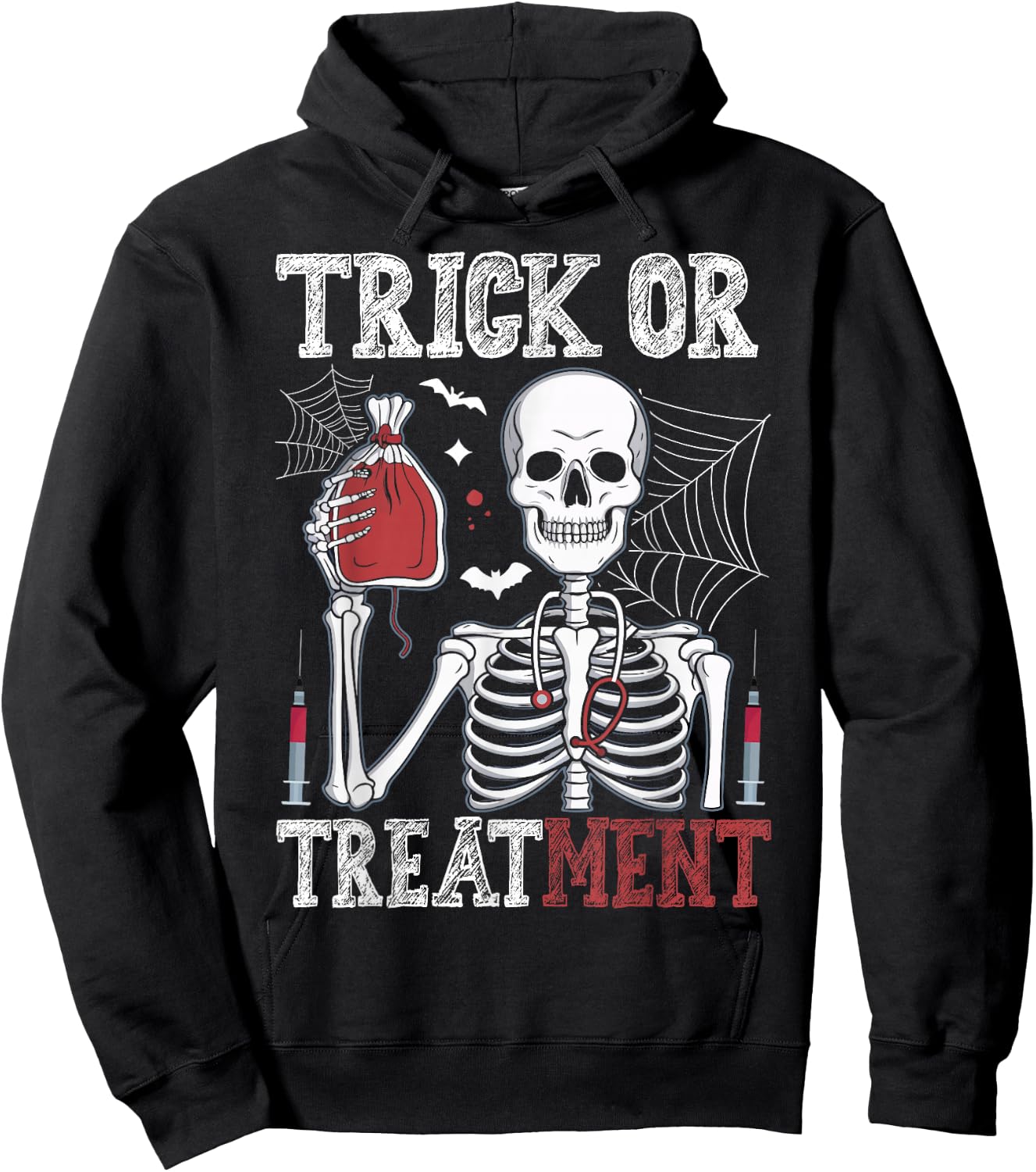 Trick Or Treatment Skeleton Doctor Halloween Hoodie - Hoodie | Black