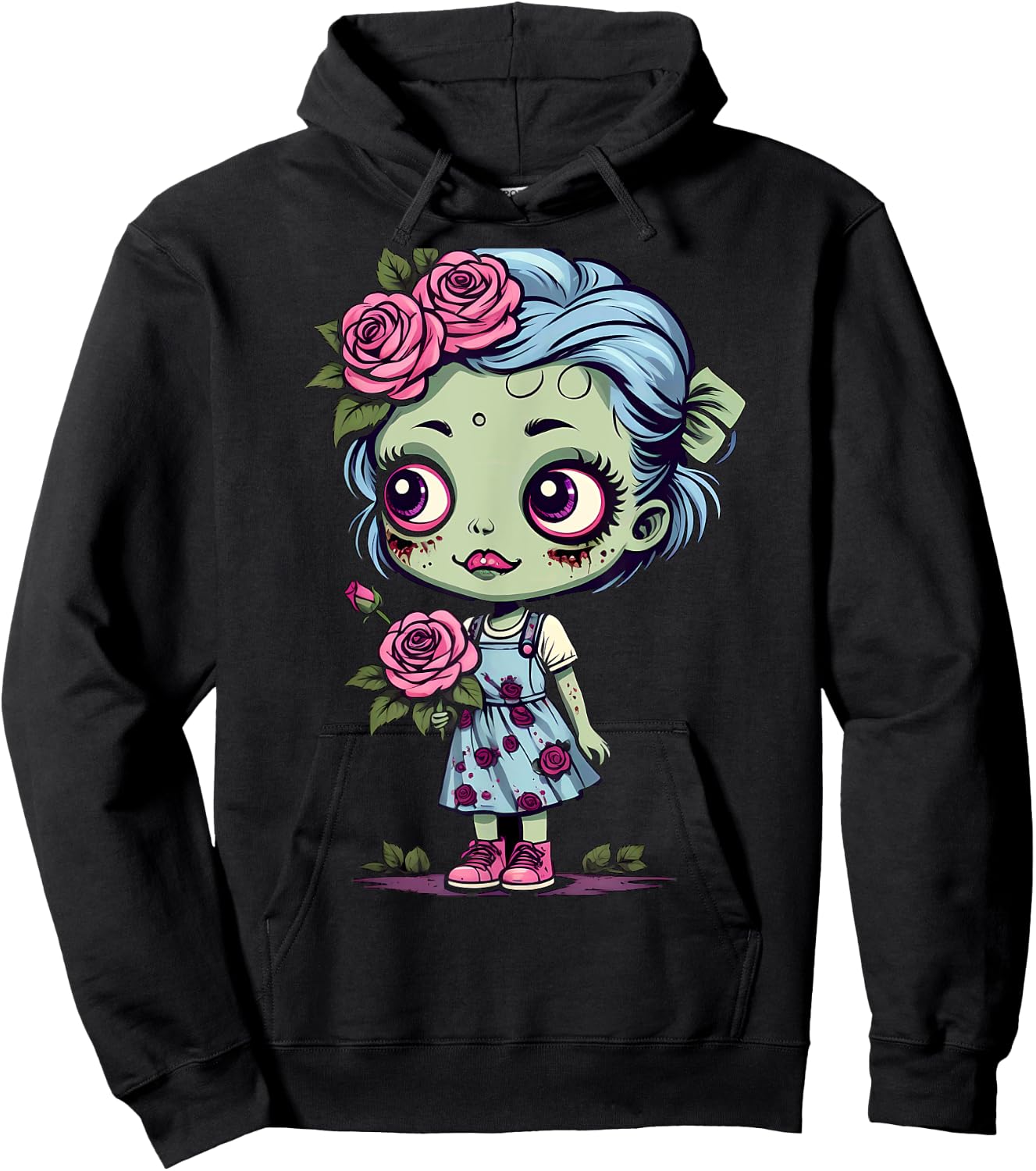 Flowers Zombie Girl Halloween Costume Hoodie - Hoodie | Black