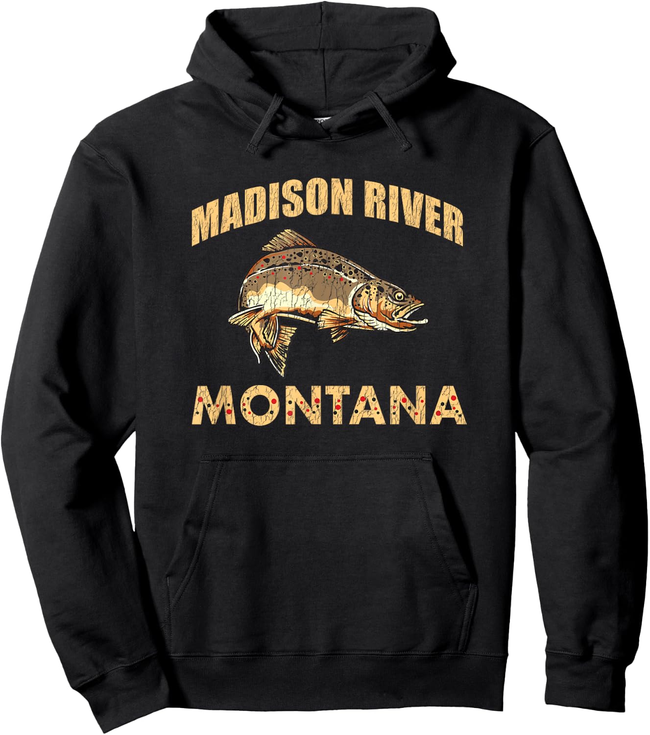 Madison River Montana Brown Trout Fly Fishing Trip Gift Hoodie - Hoodie | Black