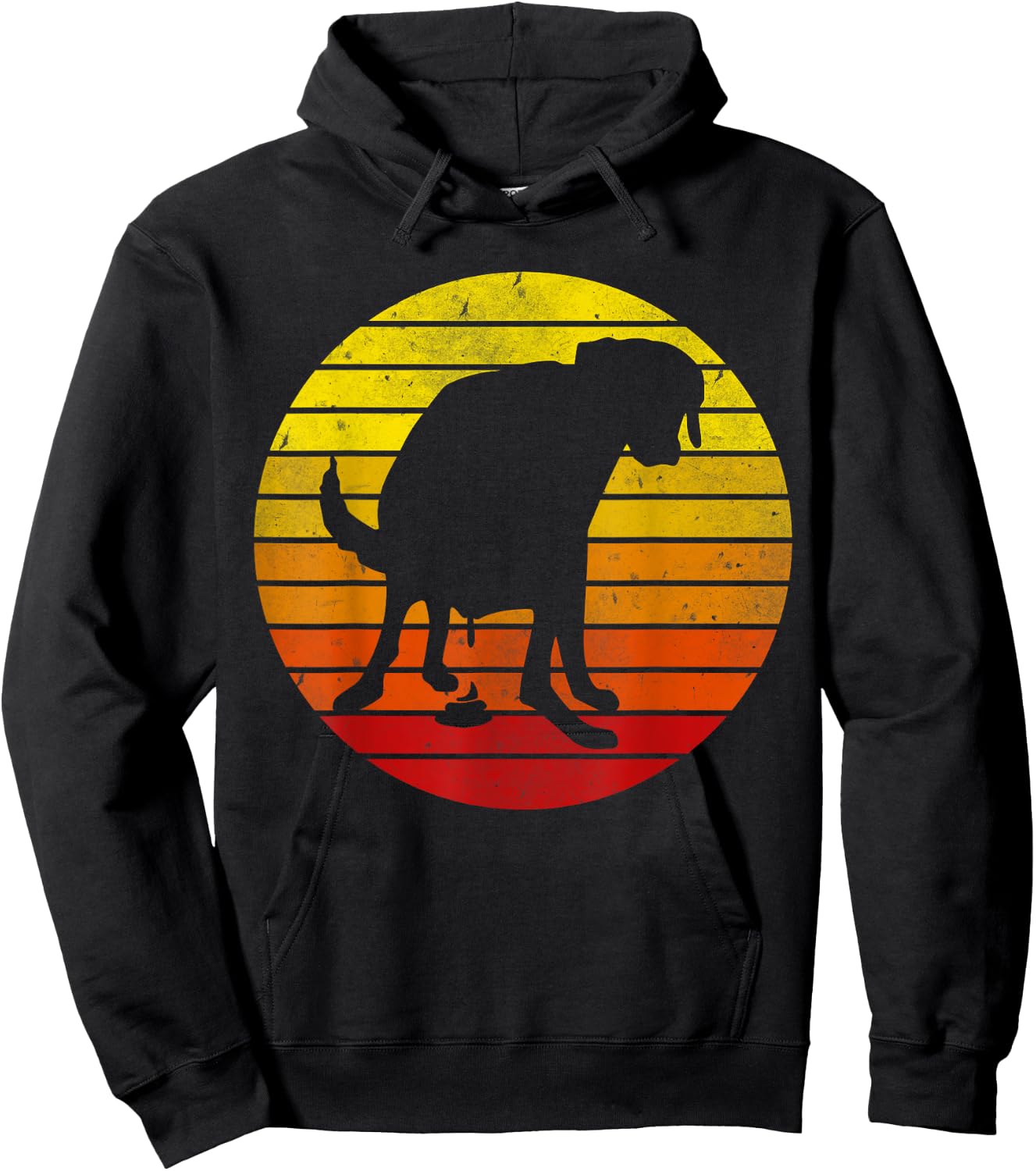 Vintage Retro Labrador Sunset Dog Pooping Funny Pet Lover Men Women Girls Kids Hoodie - Hoodie | Black