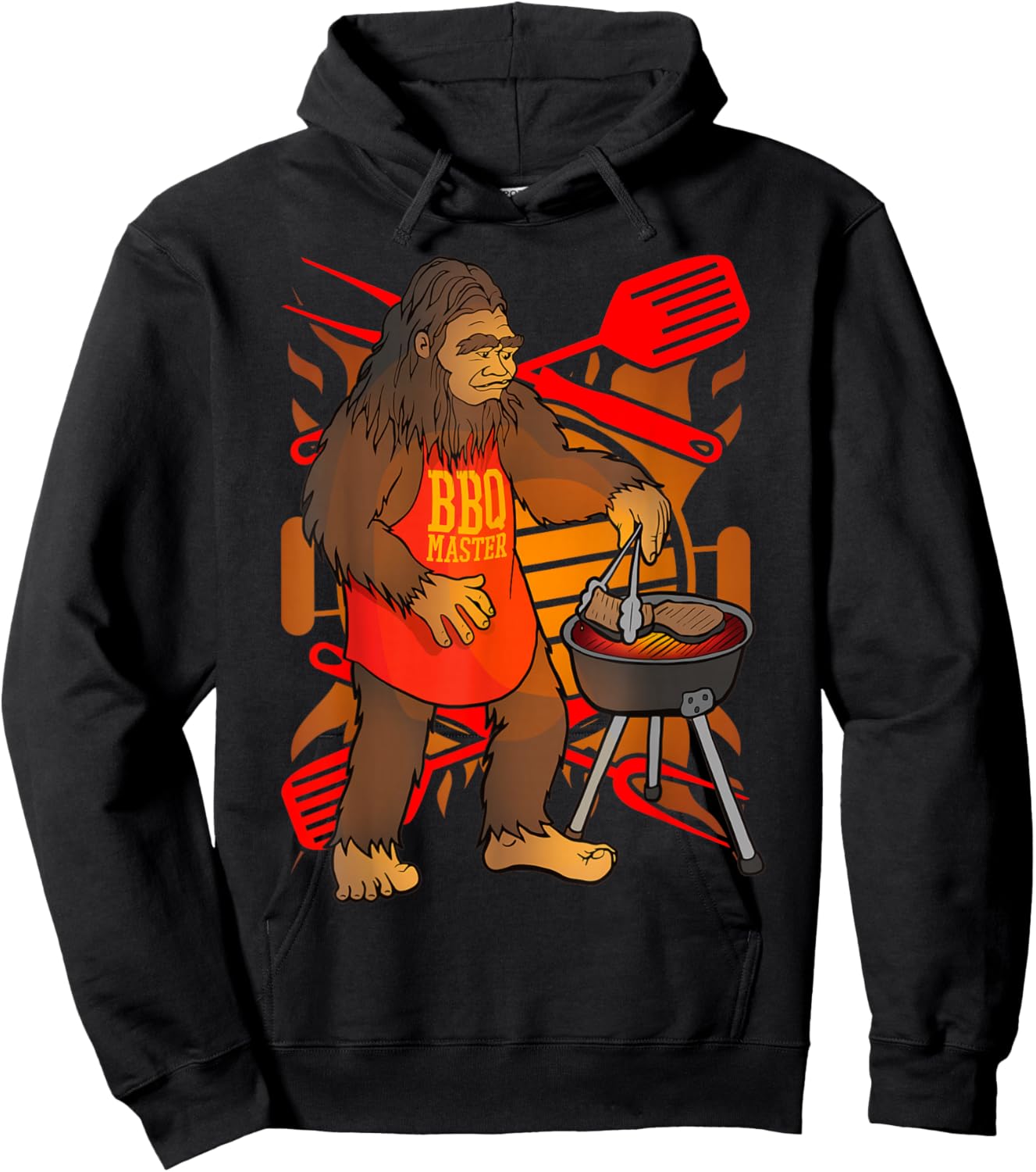 Bigfoot Cooking Grill BBQ Funny Gift Fun Hoodie - Hoodie | Black