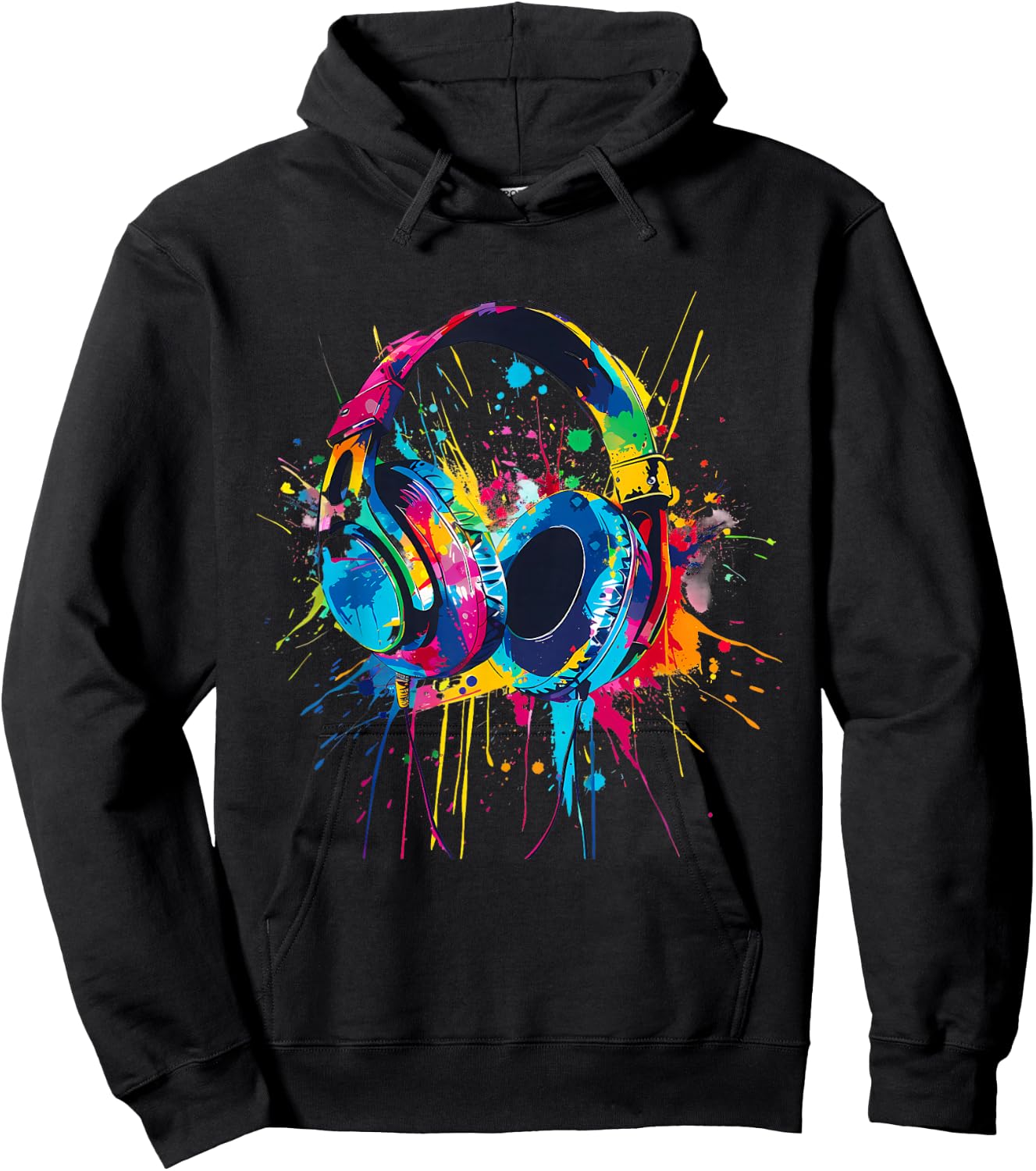 Headphones Music DJ Music Headphones Splash EDM Music Lover Hoodie - Hoodie | Black